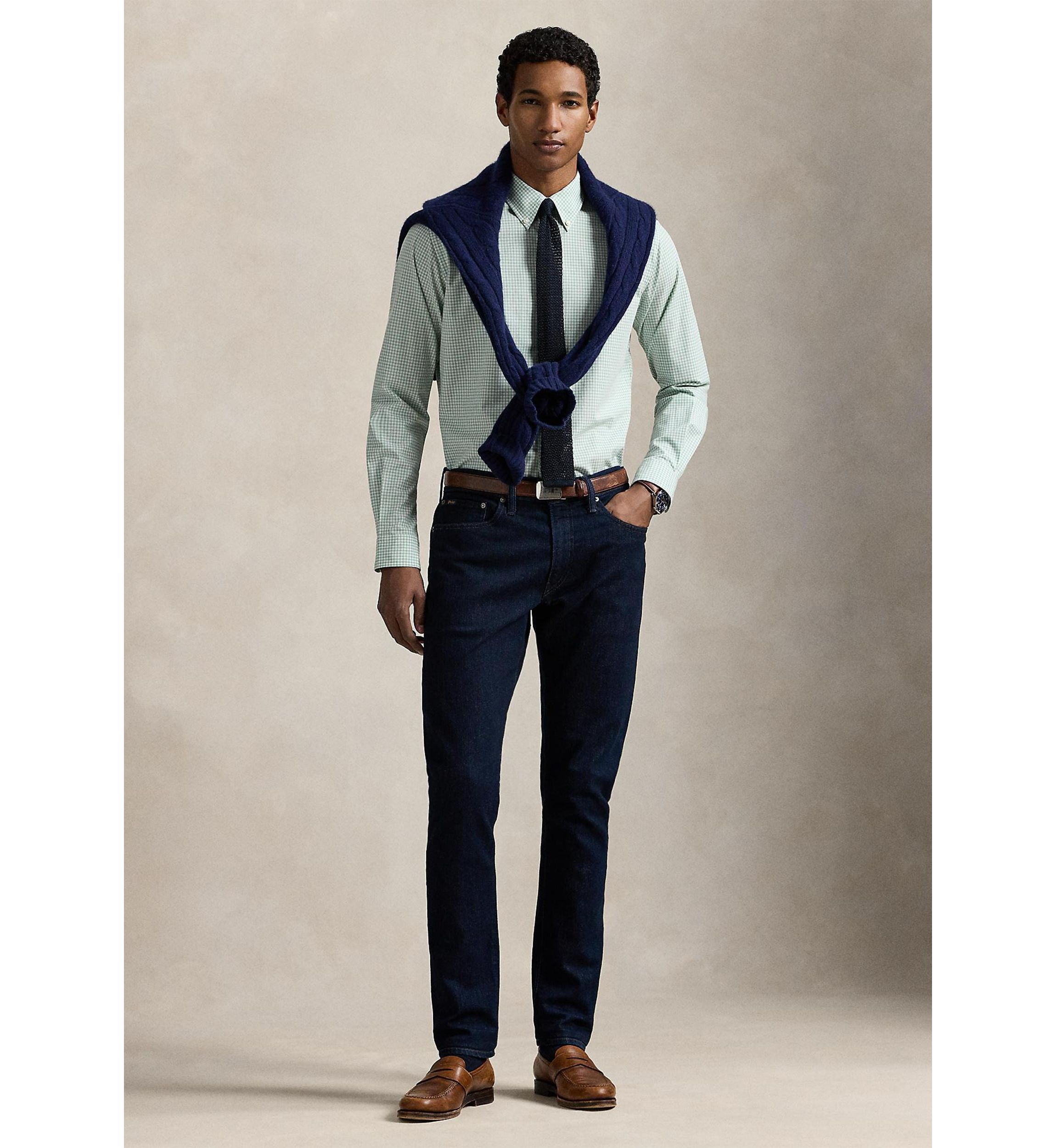 Classic Fit Gingham Stretch Poplin Shirt