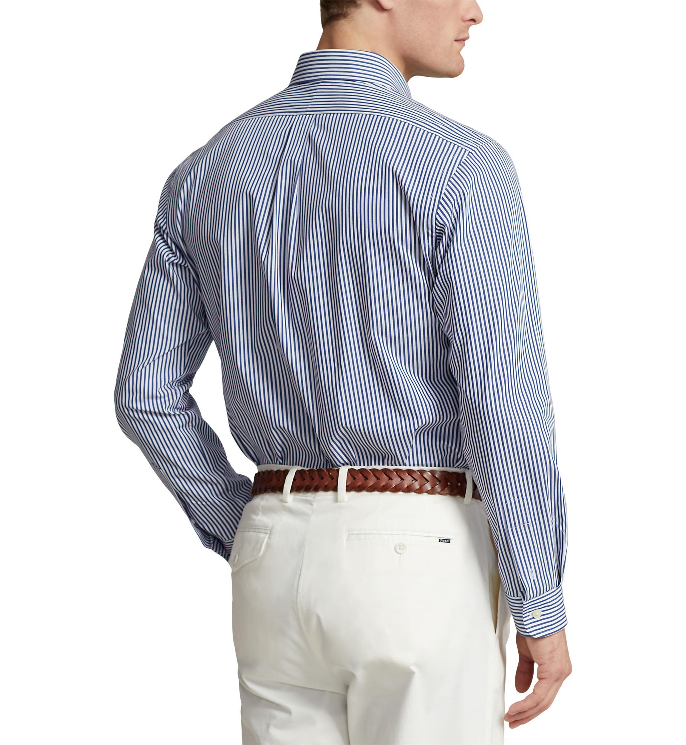 Classic Fit Striped Stretch Poplin Shirt