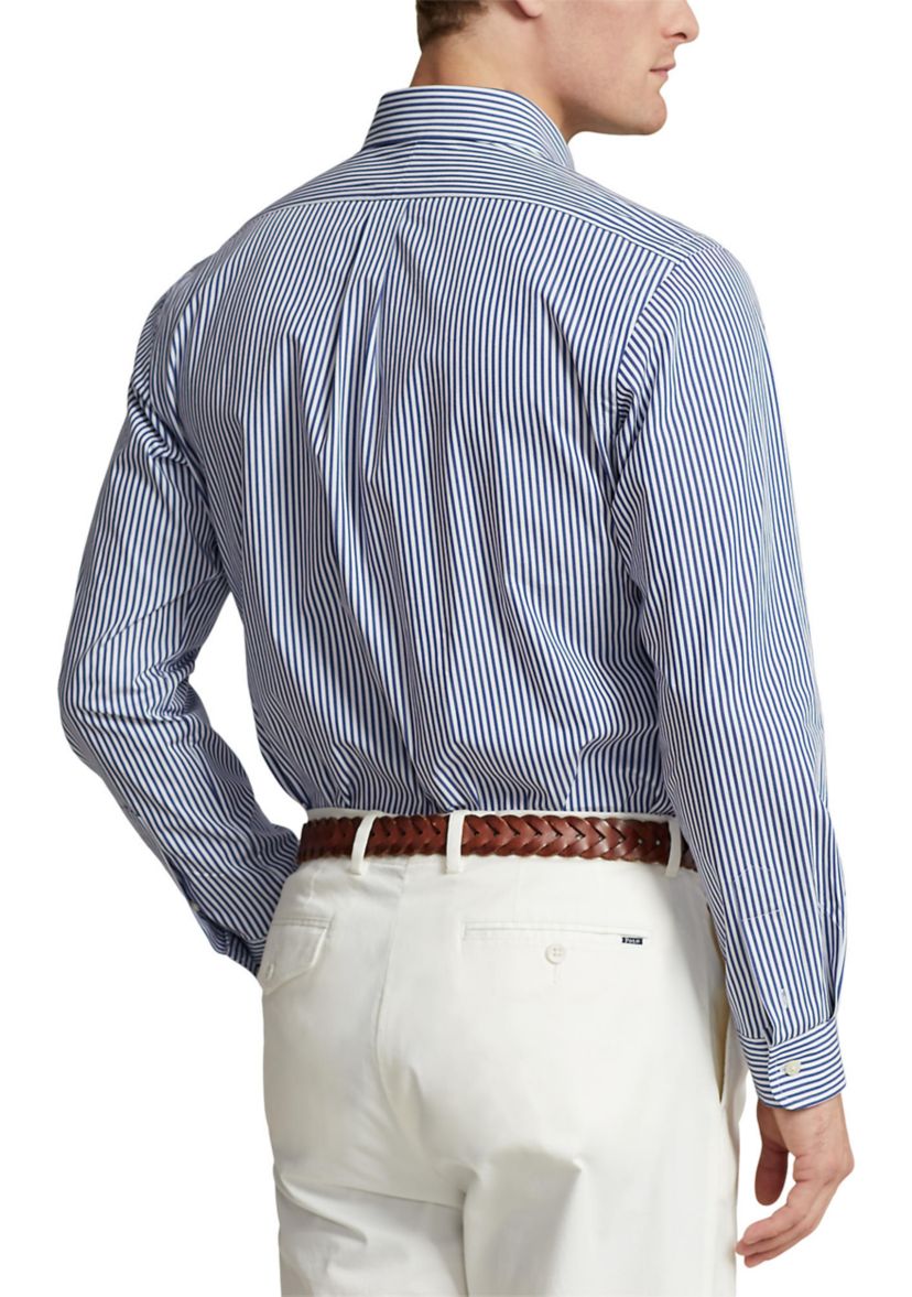Classic Fit Striped Stretch Poplin Shirt