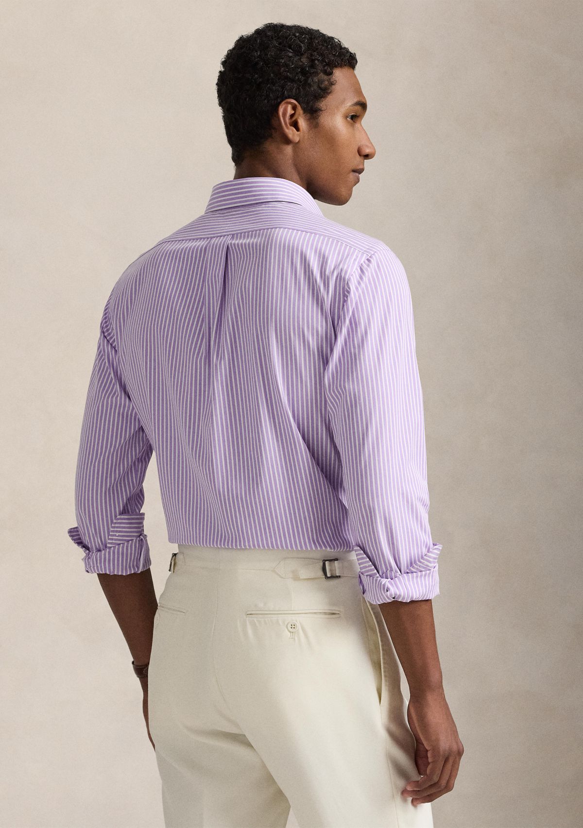 Classic Fit Striped Stretch Poplin Shirt