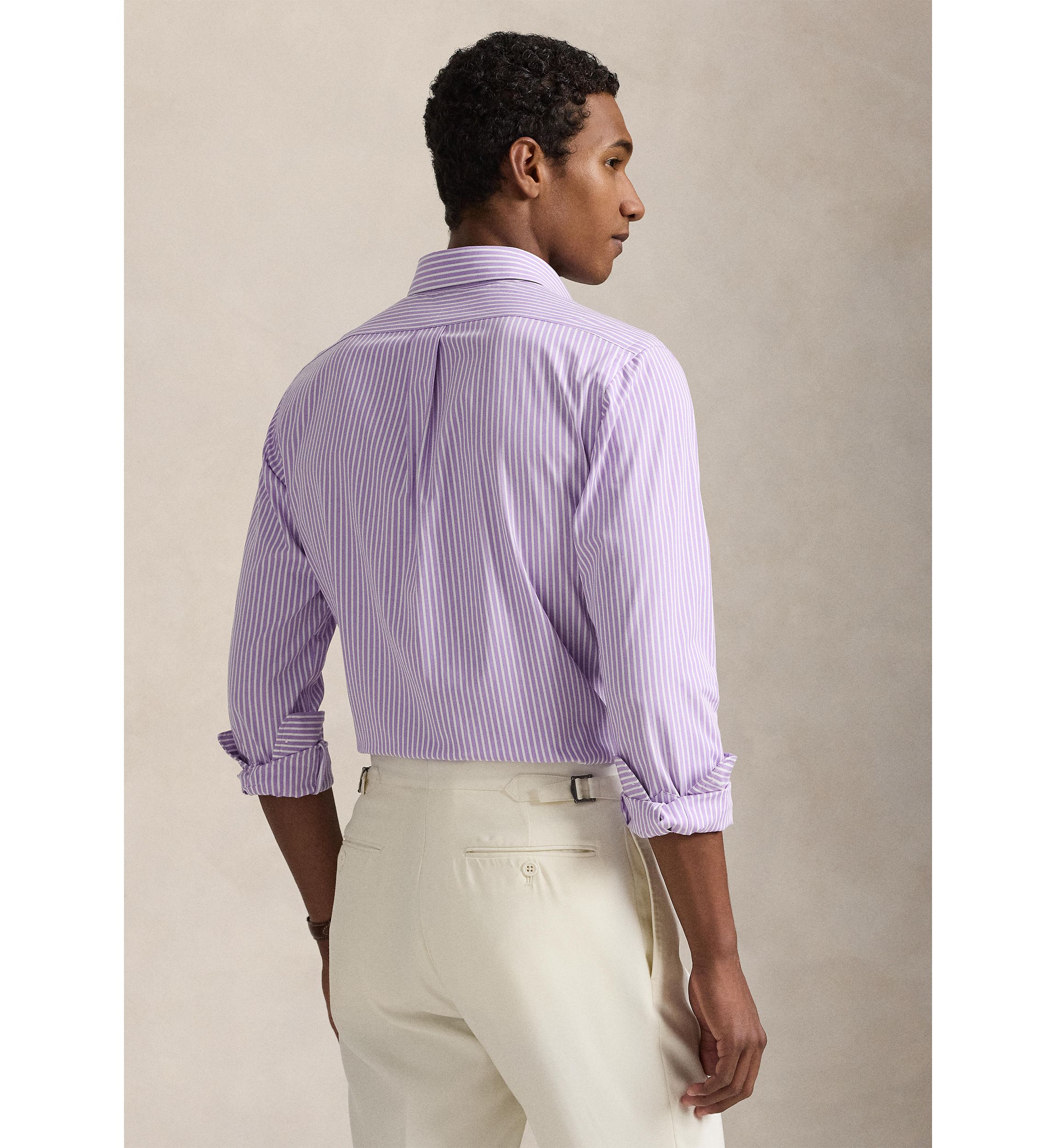 Classic Fit Striped Stretch Poplin Shirt
