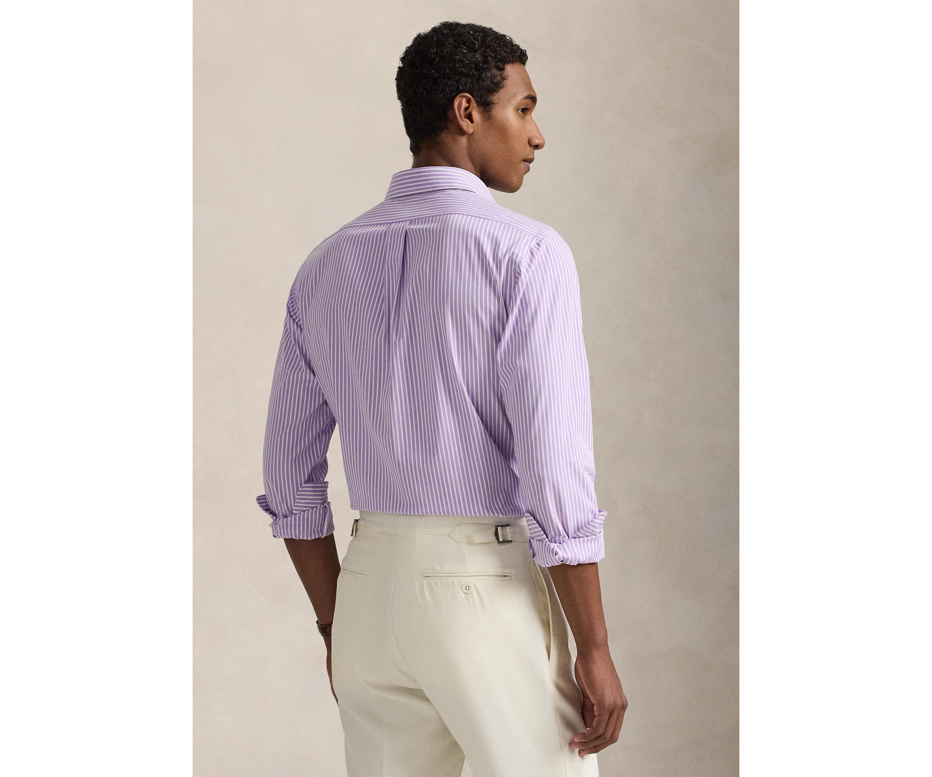 Classic Fit Striped Stretch Poplin Shirt
