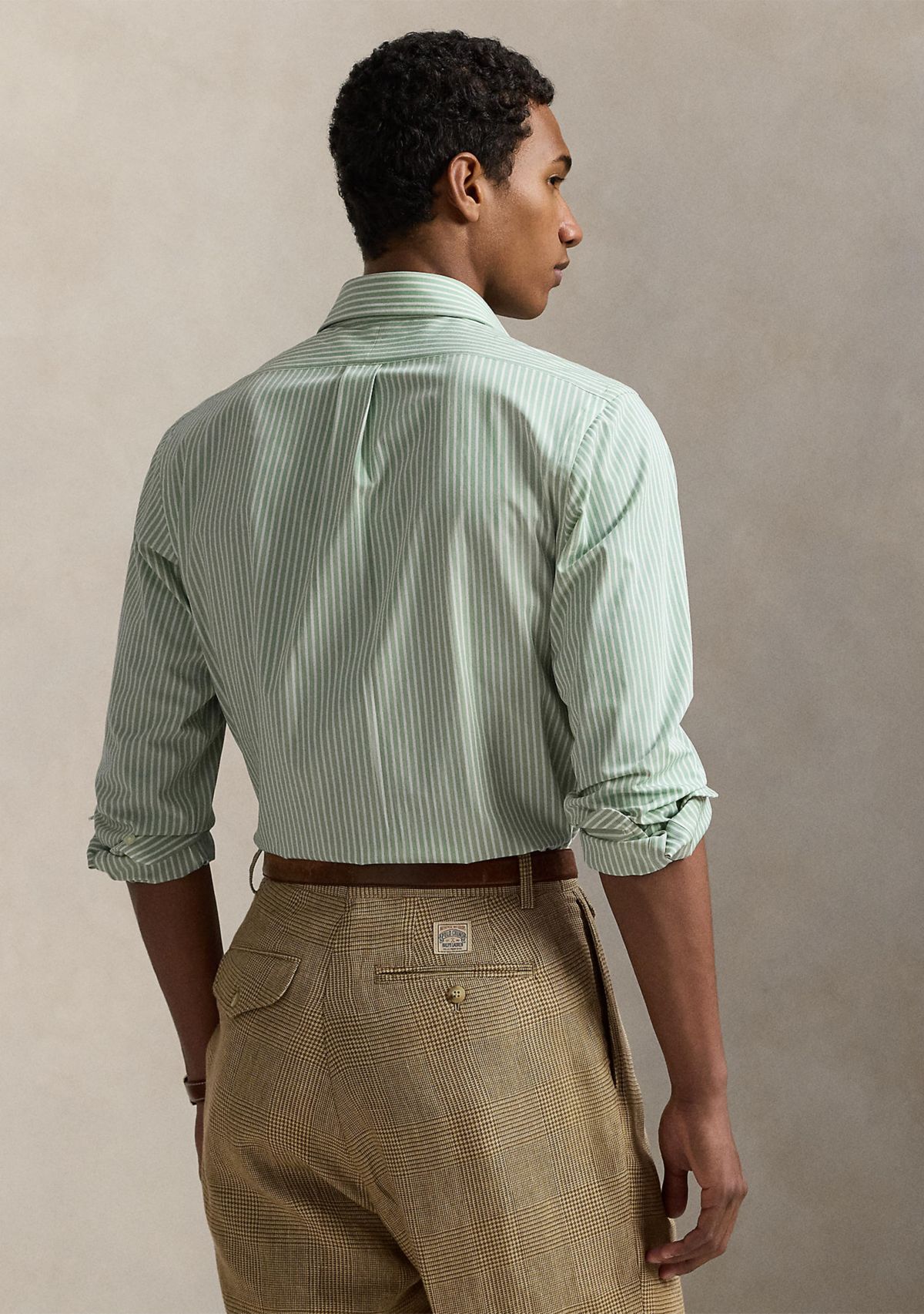 Classic Fit Striped Stretch Poplin Shirt