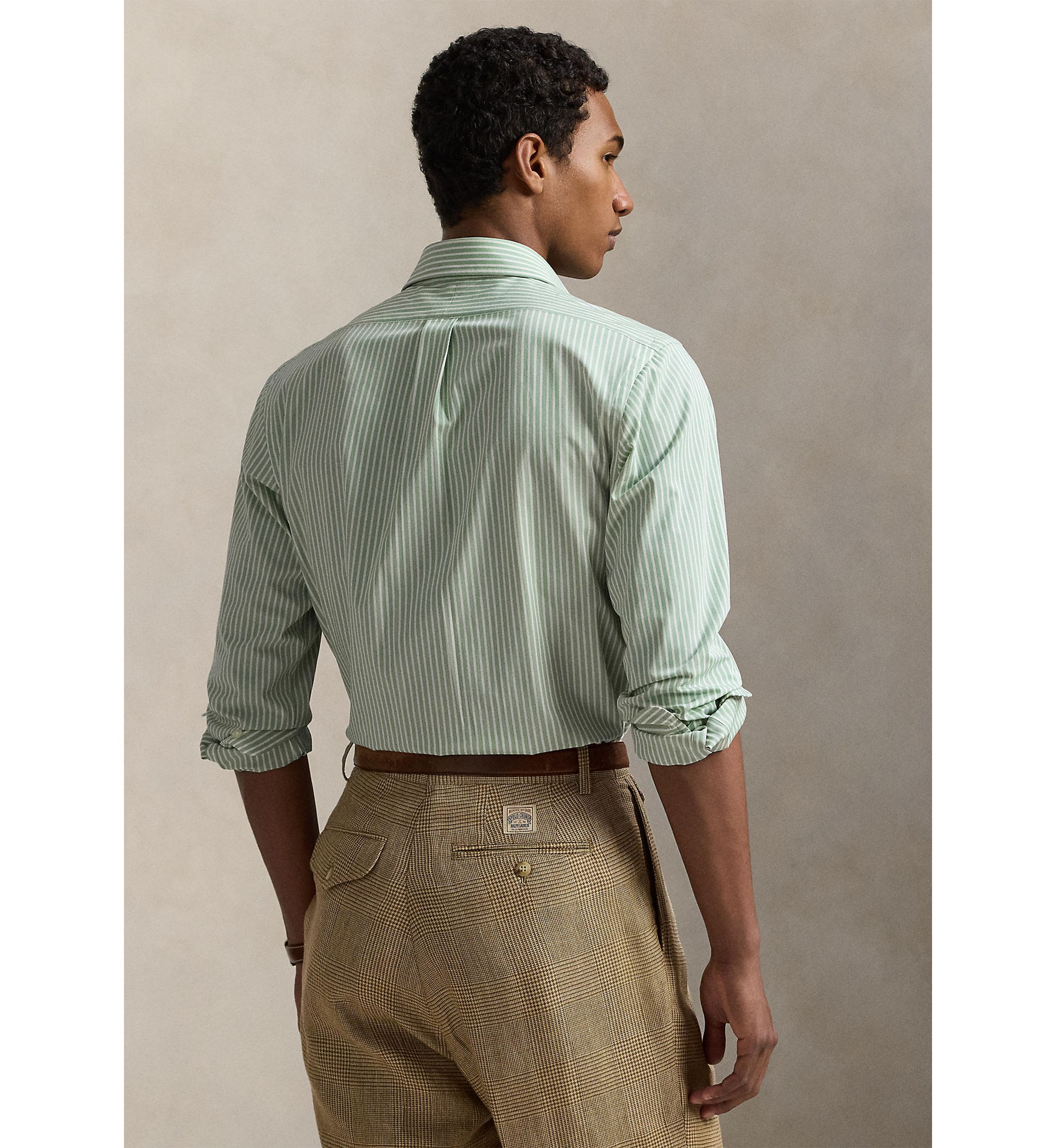 Classic Fit Striped Stretch Poplin Shirt
