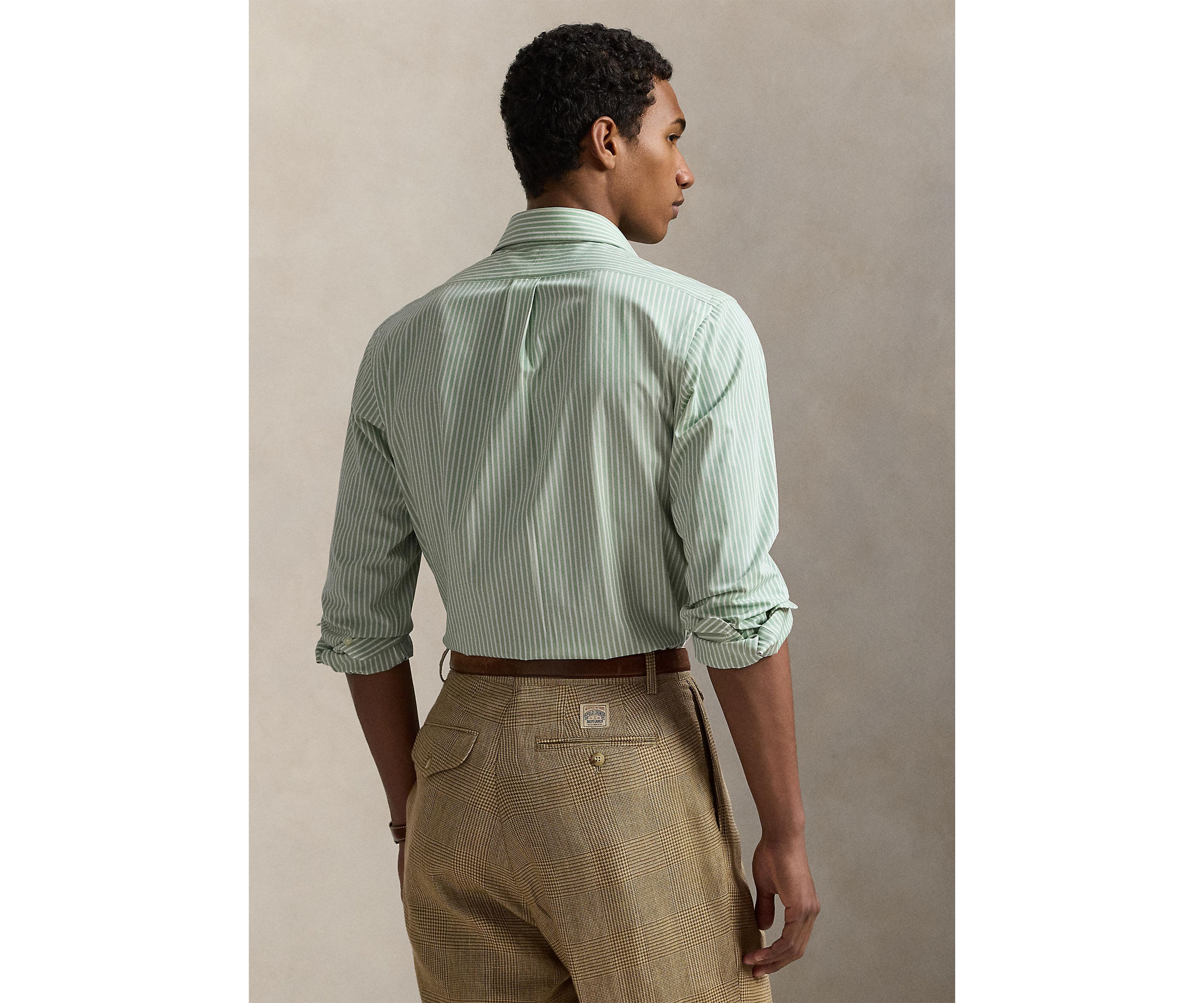Classic Fit Striped Stretch Poplin Shirt