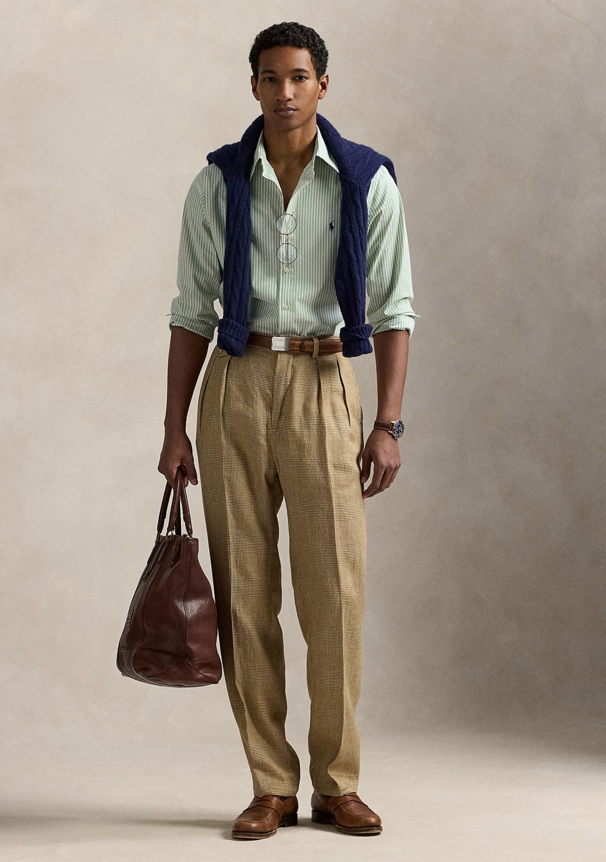 Classic Fit Striped Stretch Poplin Shirt