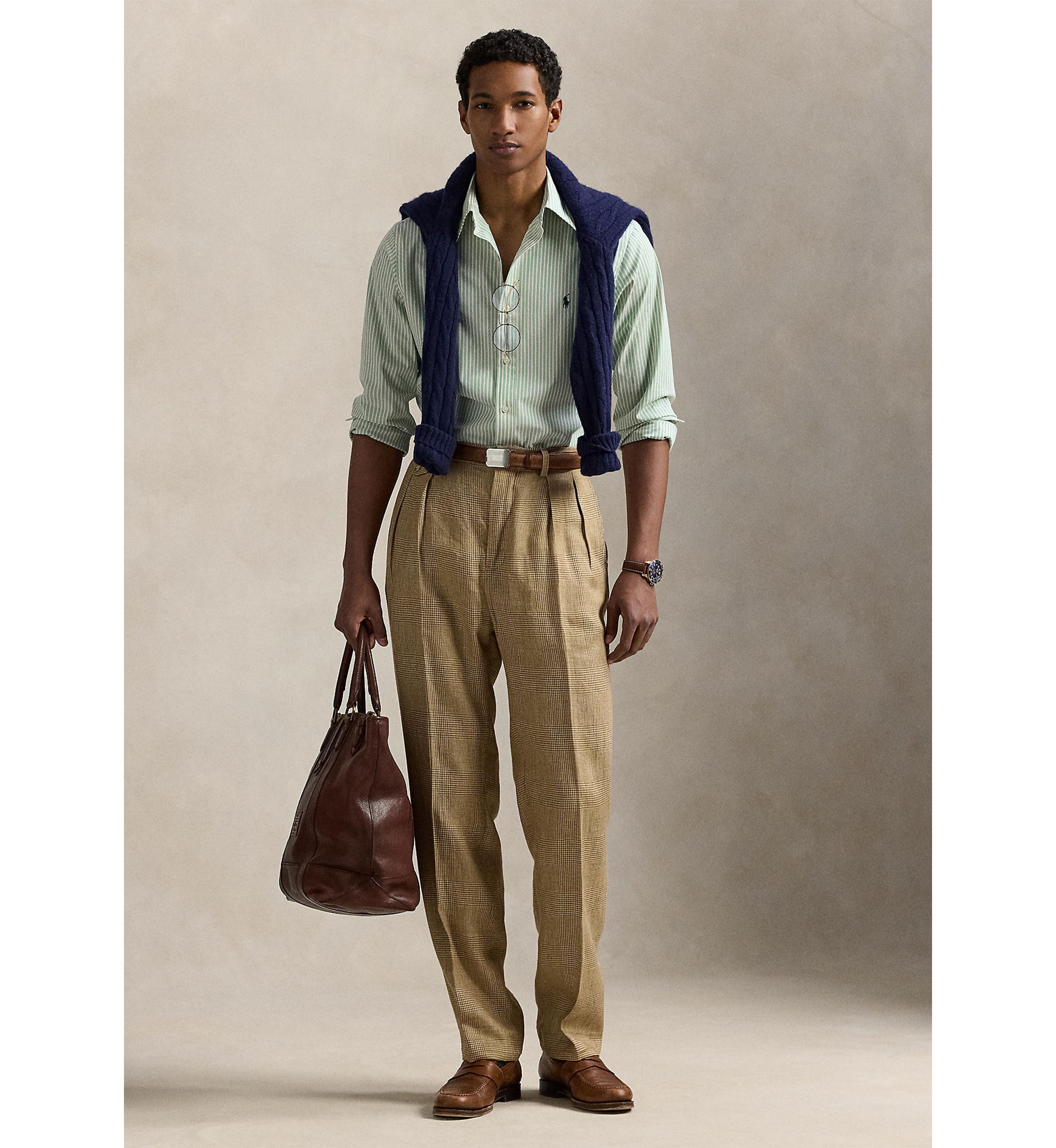 Classic Fit Striped Stretch Poplin Shirt