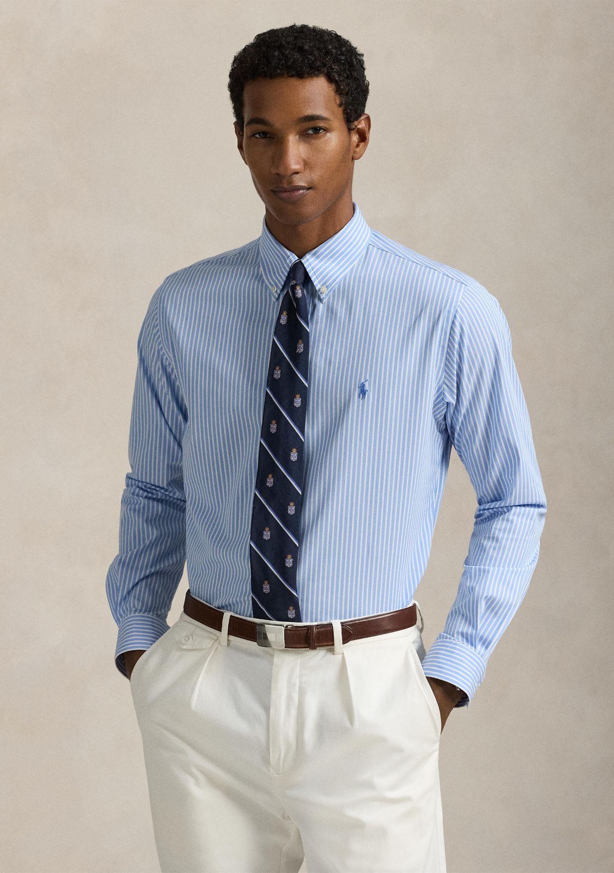 Slim Fit Striped Stretch Poplin Shirt