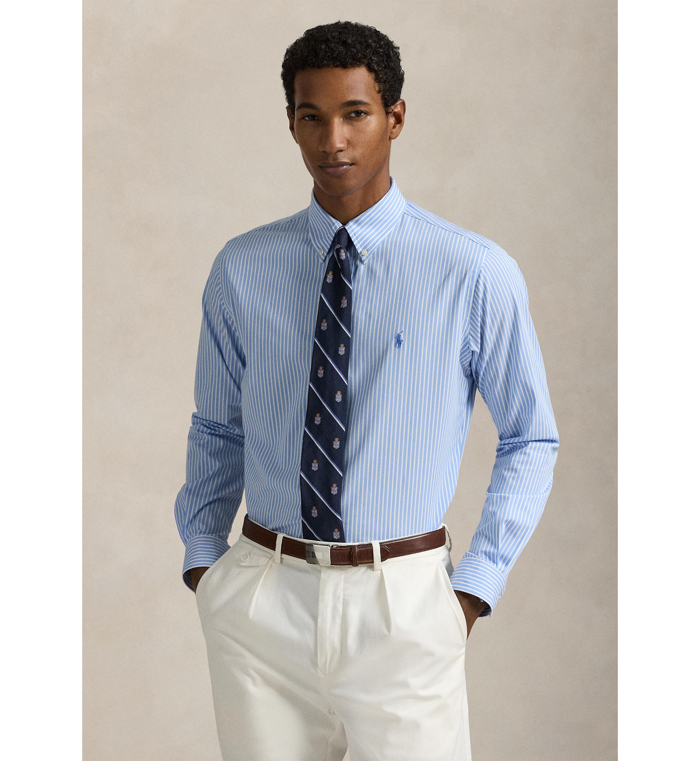 Slim Fit Striped Stretch Poplin Shirt