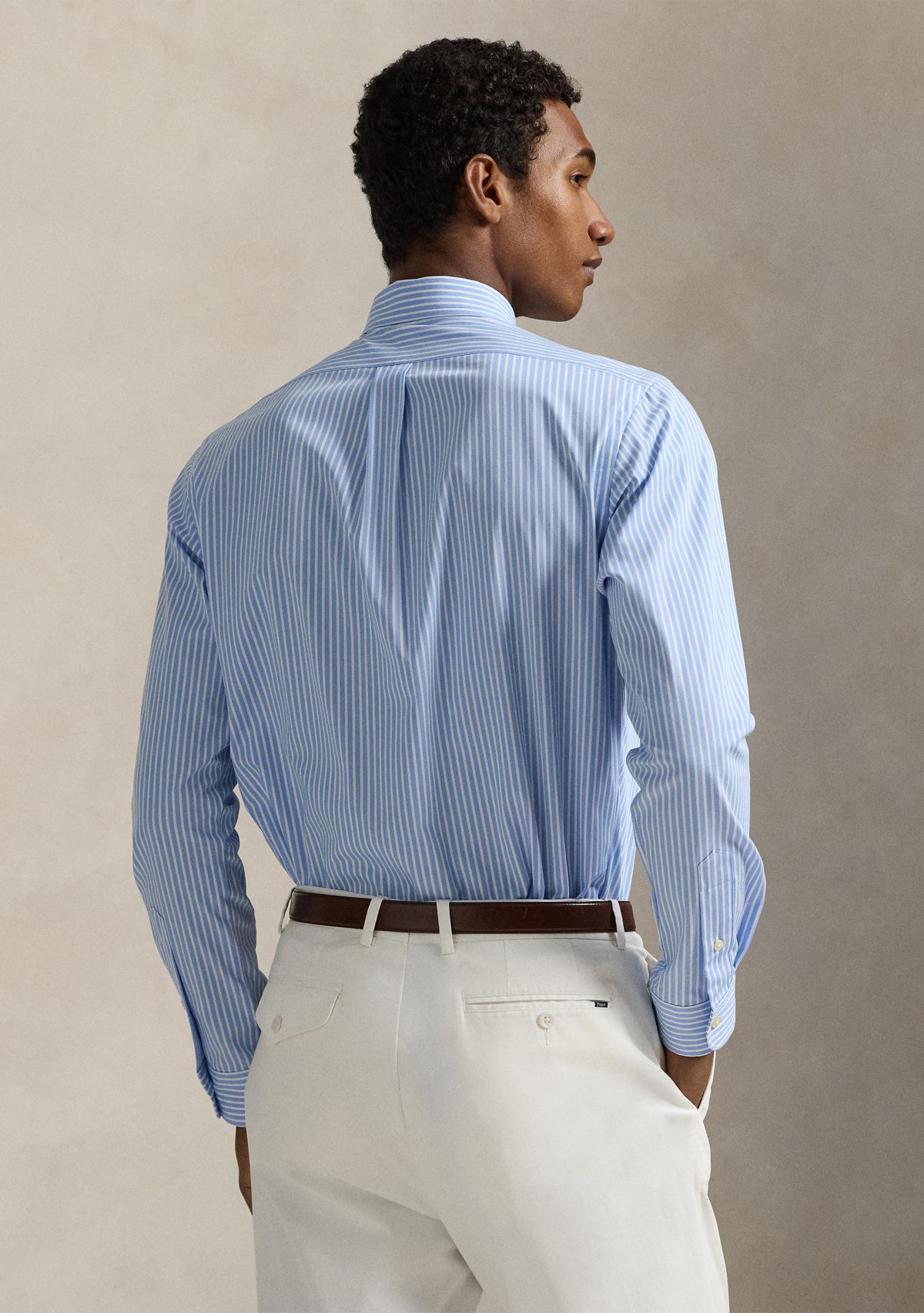 Slim Fit Striped Stretch Poplin Shirt