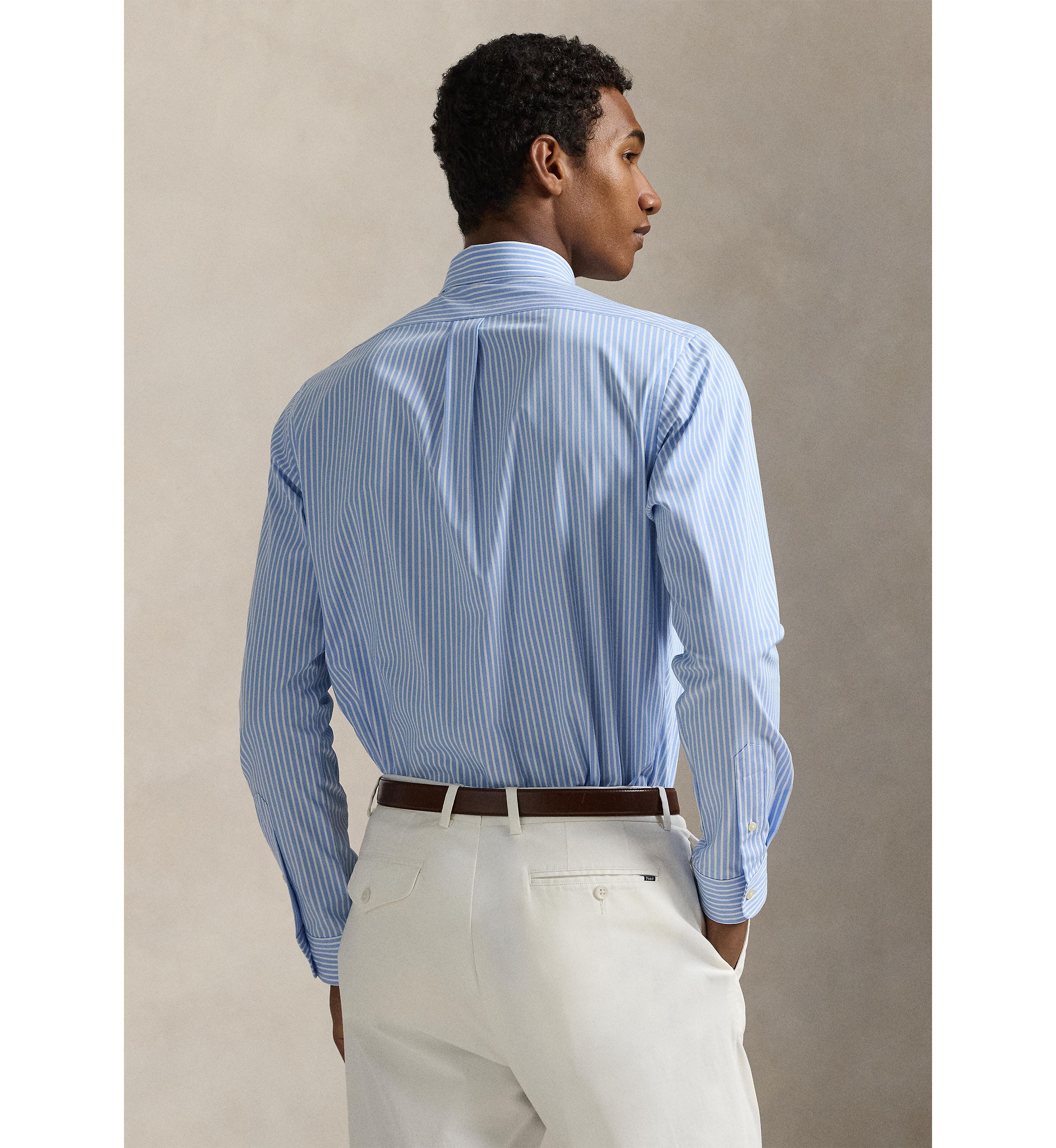 Slim Fit Striped Stretch Poplin Shirt