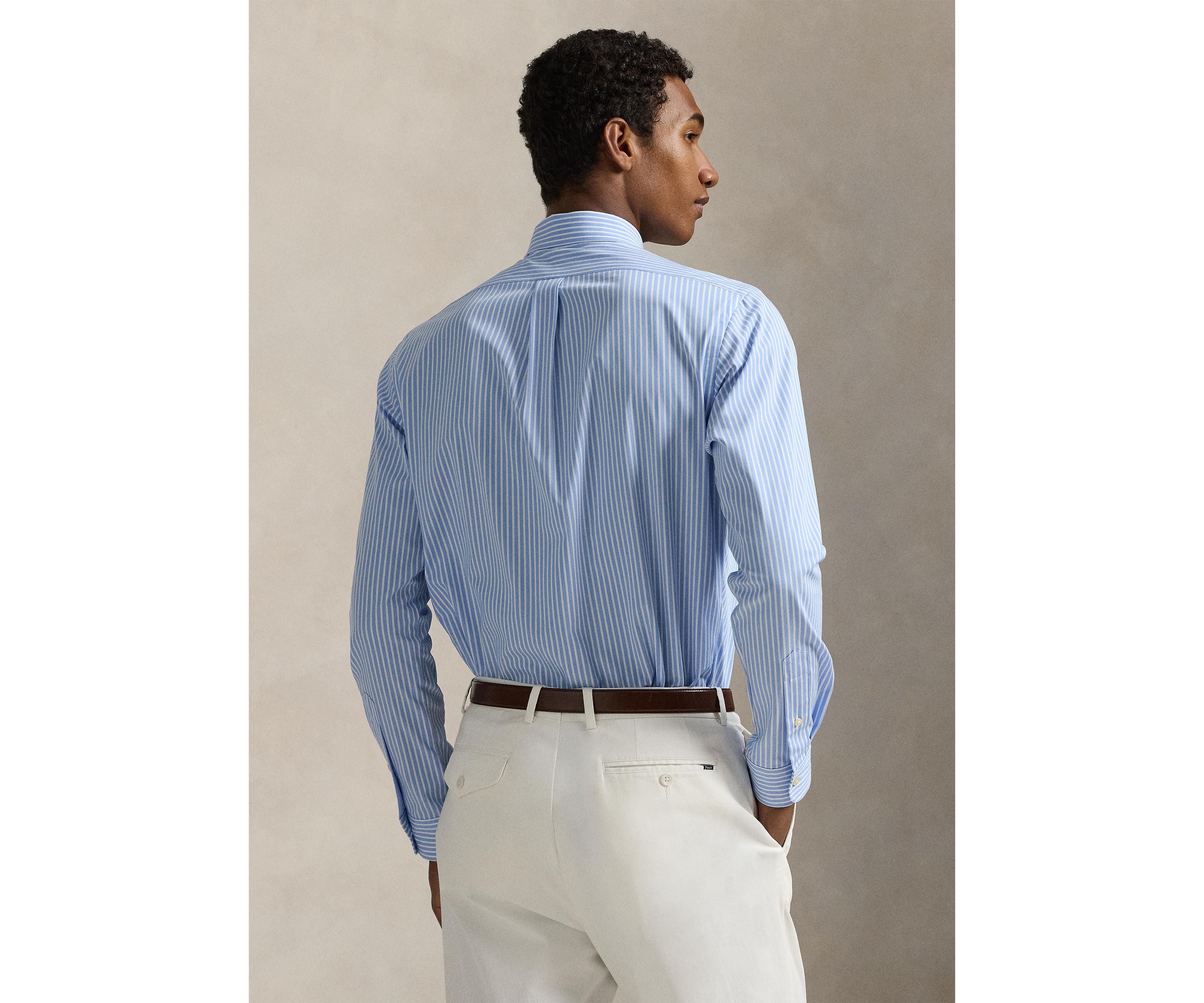 Slim Fit Striped Stretch Poplin Shirt