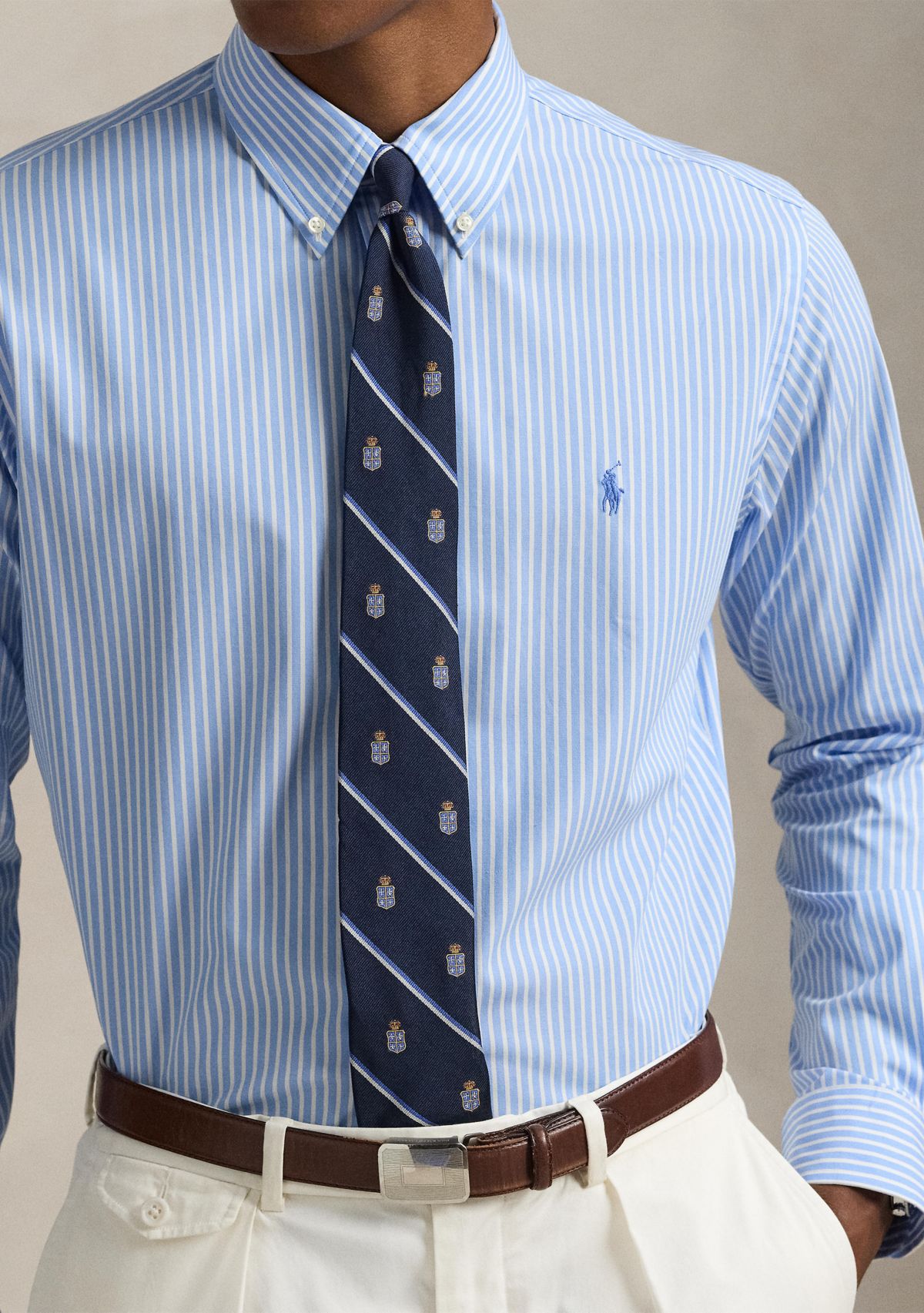 Slim Fit Striped Stretch Poplin Shirt