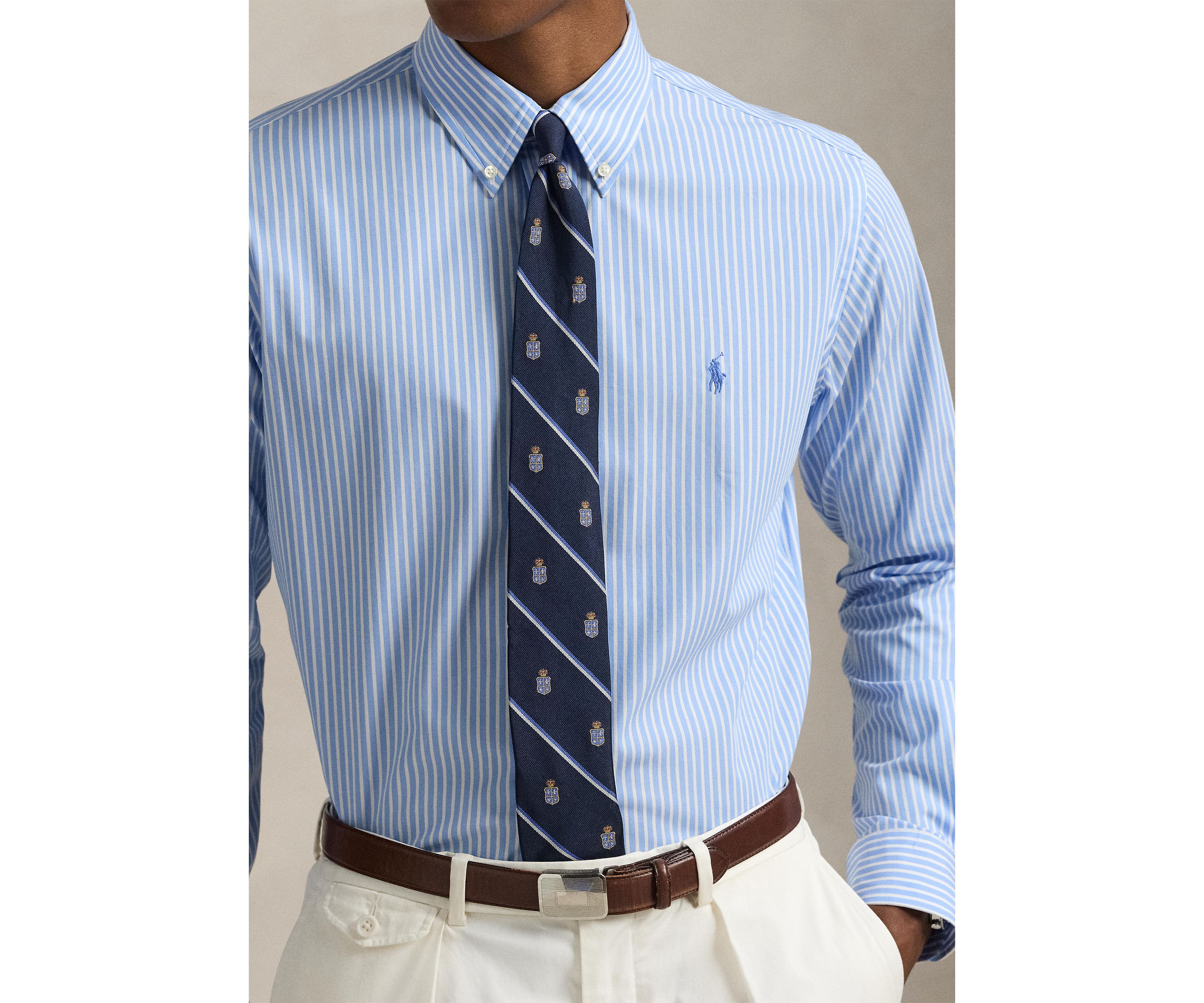 Slim Fit Striped Stretch Poplin Shirt