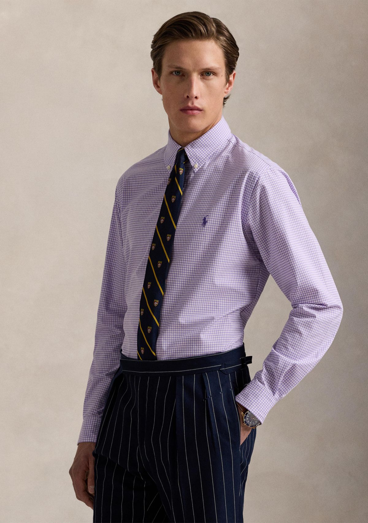 Slim Fit Gingham Stretch Poplin Shirt