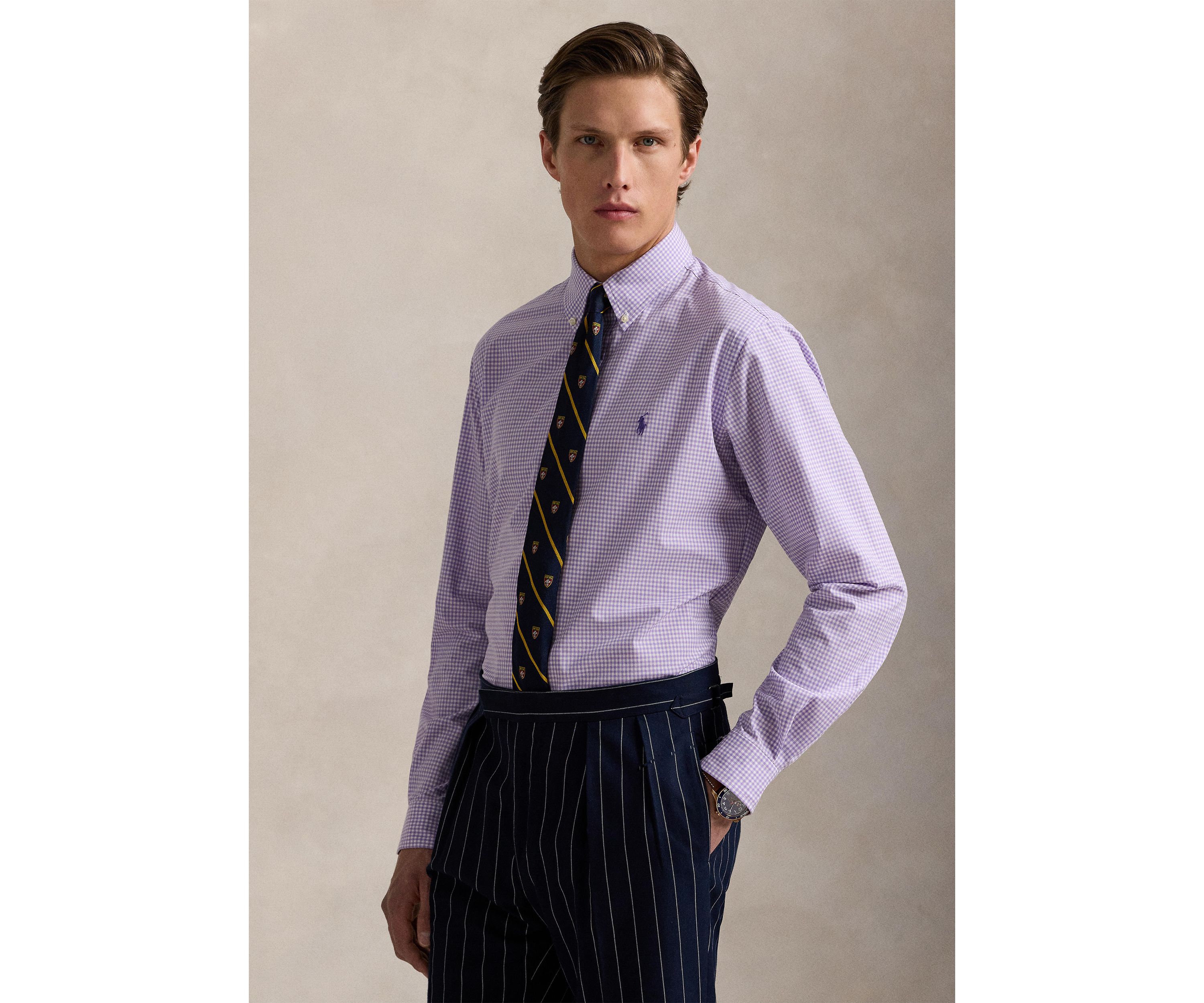 Slim Fit Gingham Stretch Poplin Shirt