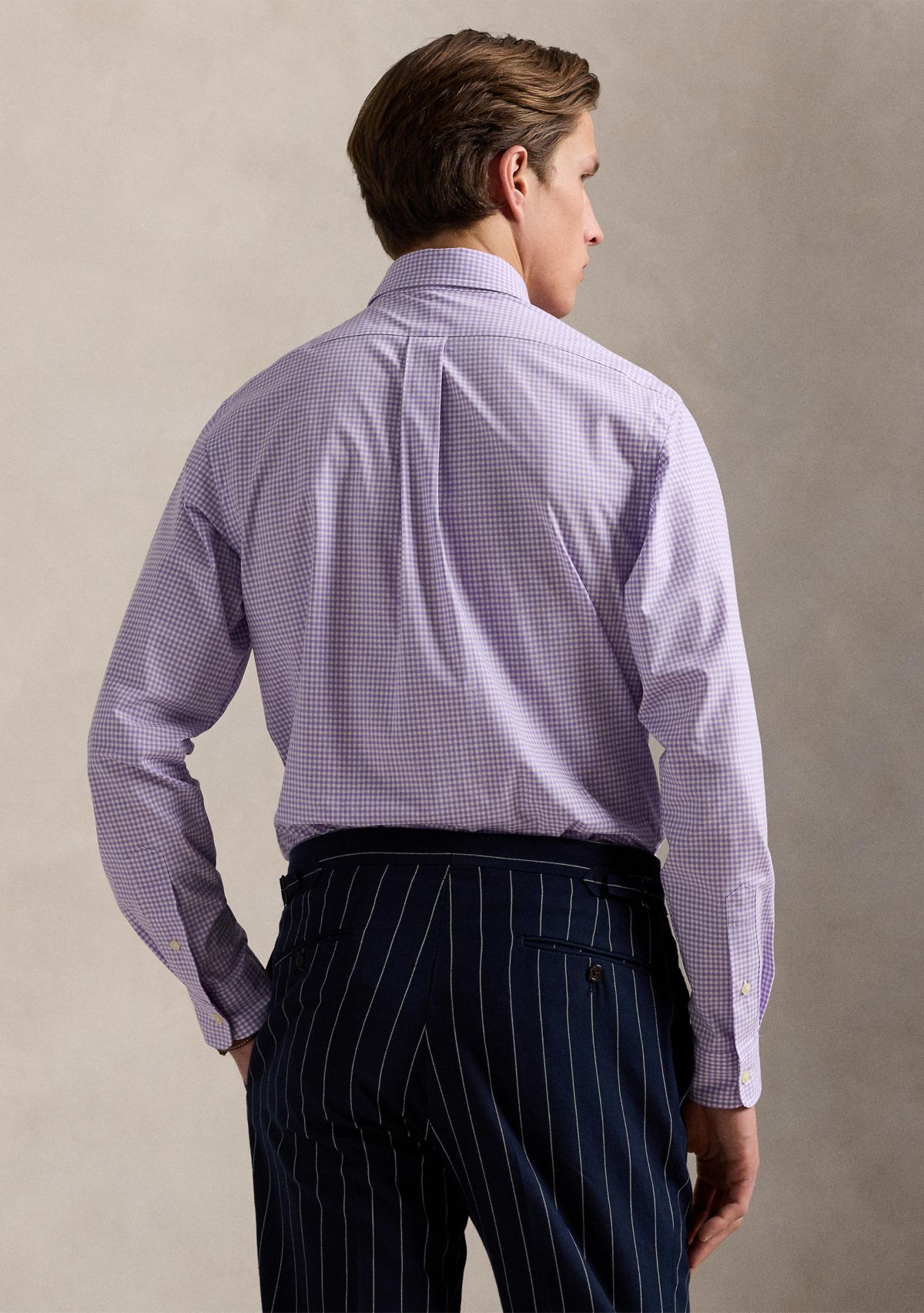 Slim Fit Gingham Stretch Poplin Shirt