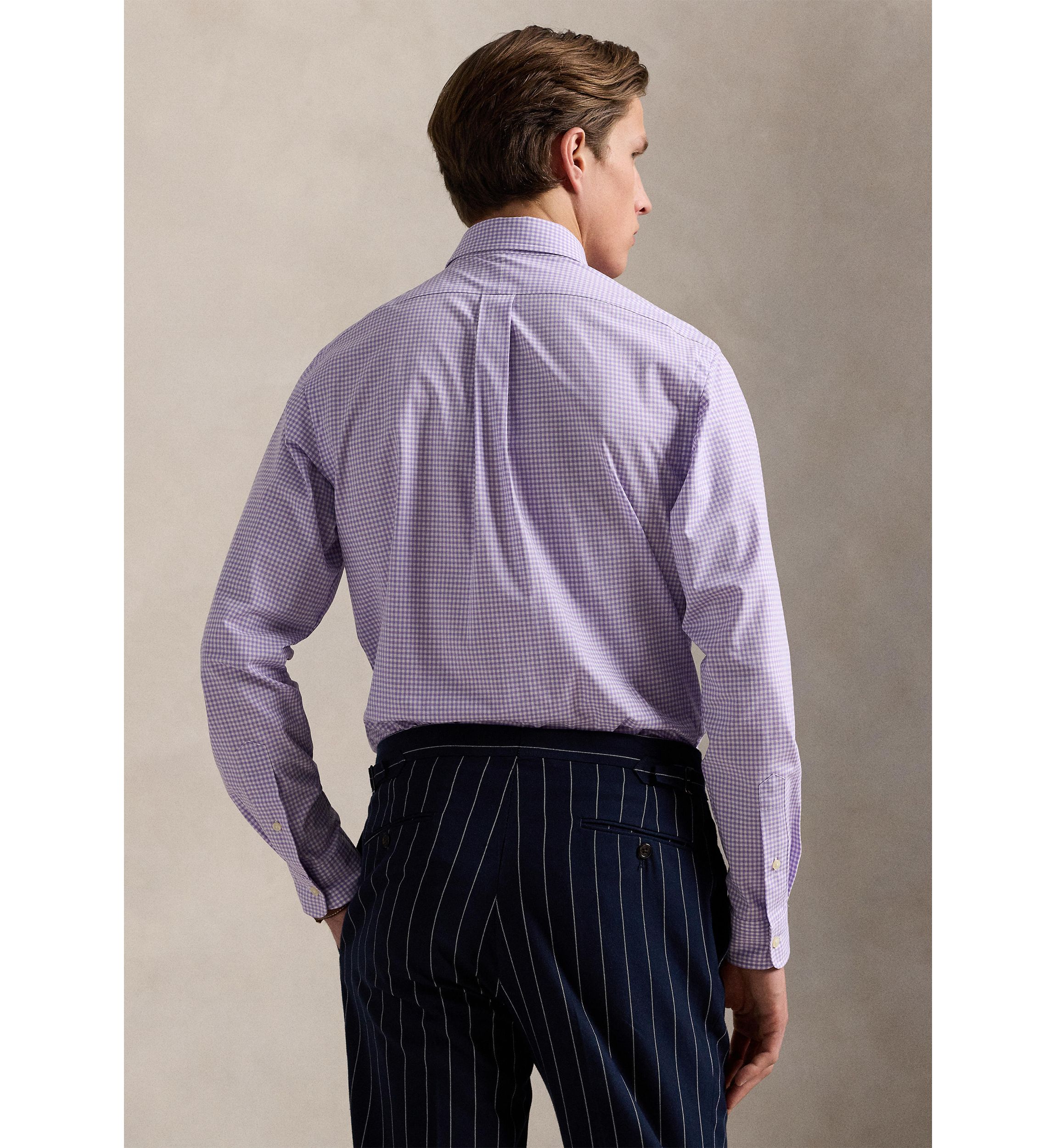 Slim Fit Gingham Stretch Poplin Shirt