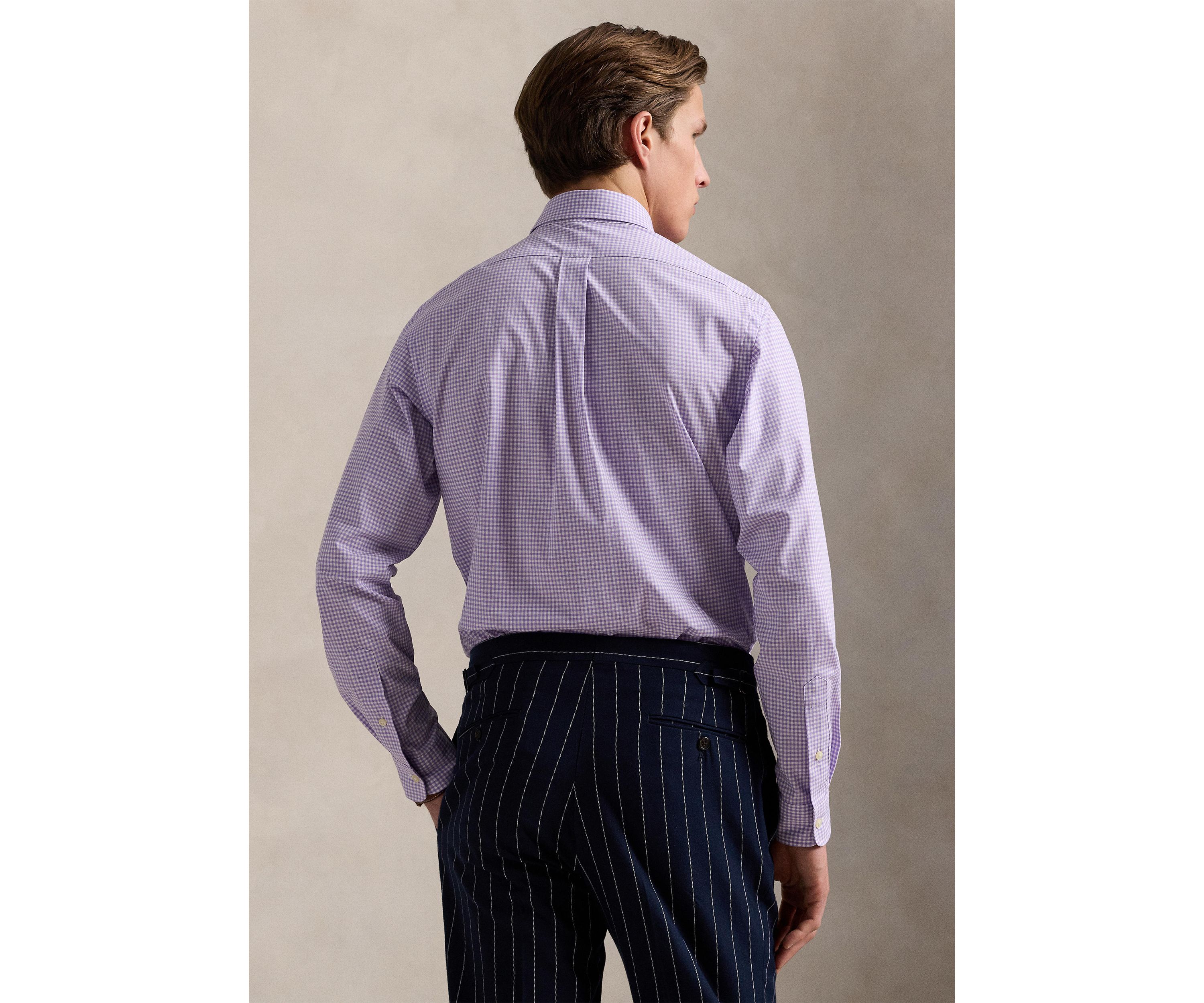 Slim Fit Gingham Stretch Poplin Shirt