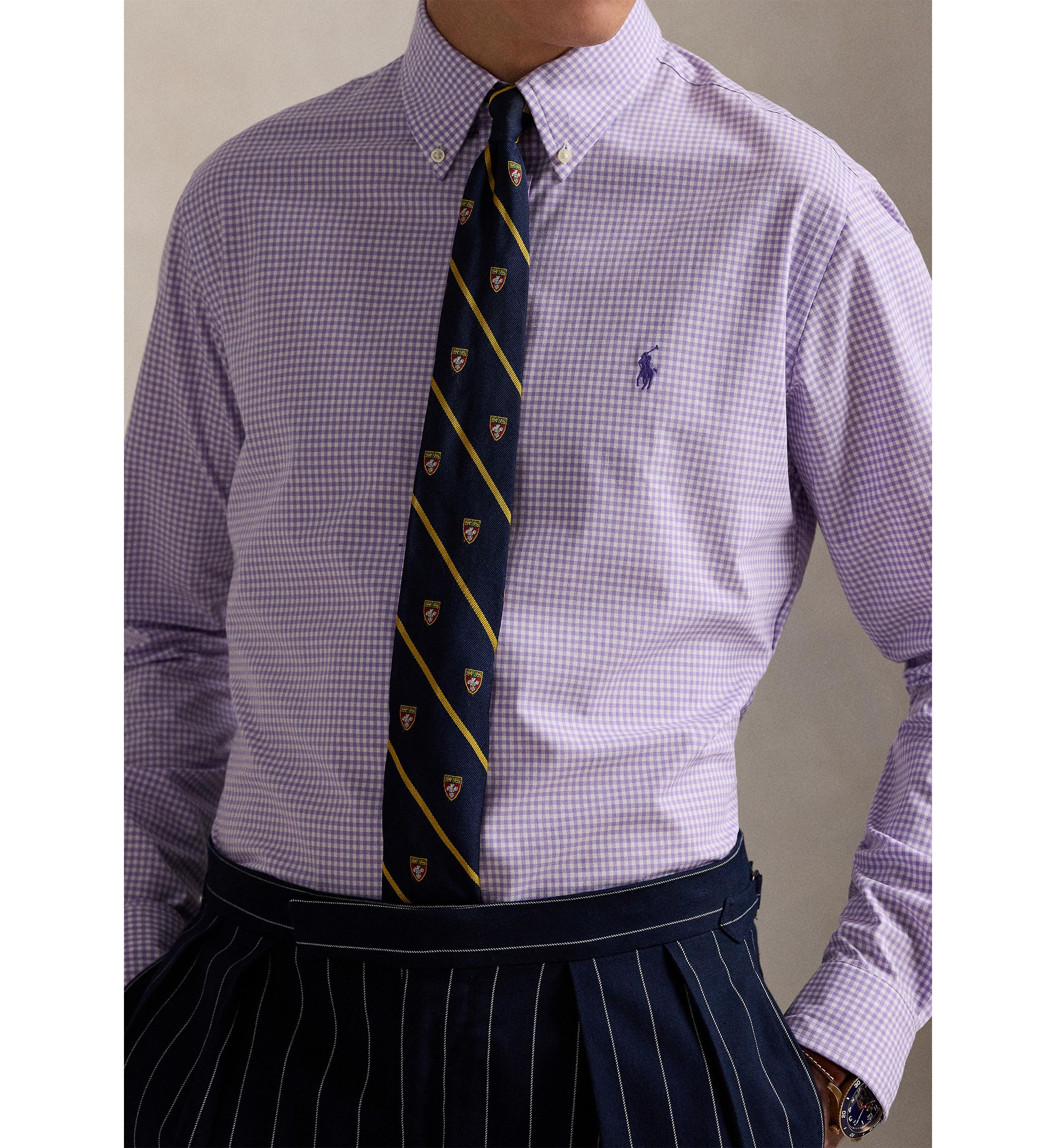 Slim Fit Gingham Stretch Poplin Shirt