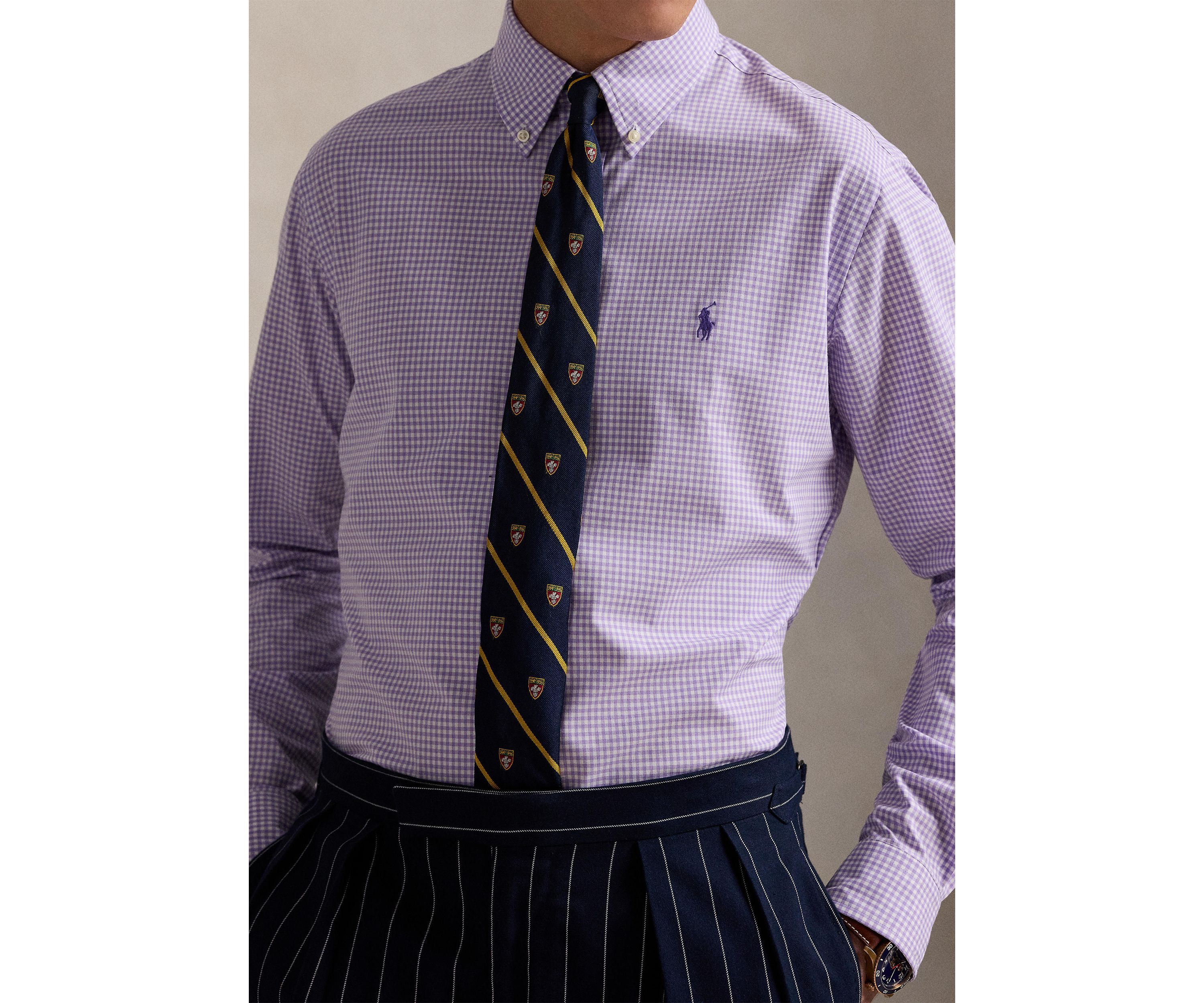 Slim Fit Gingham Stretch Poplin Shirt