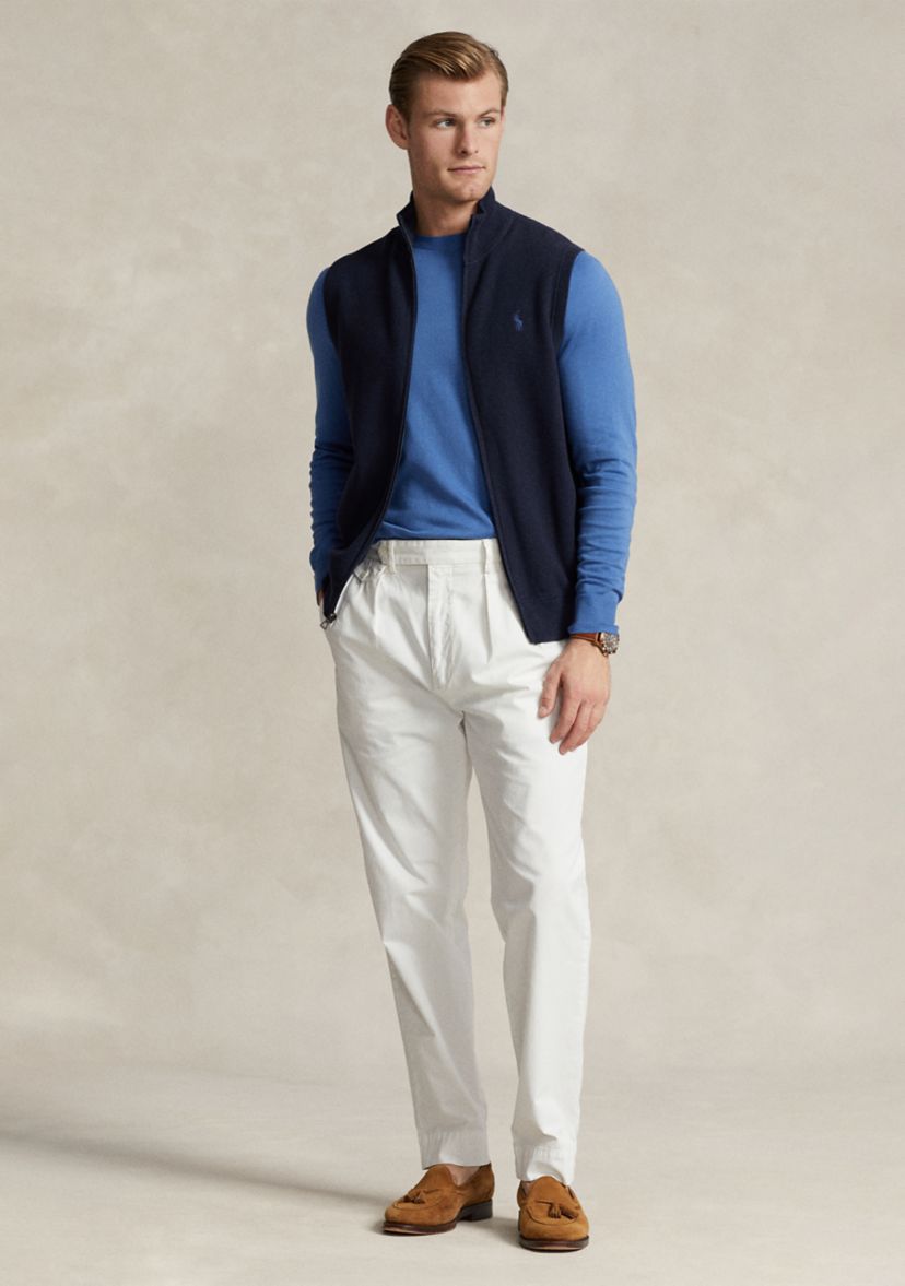 Mesh-Knit Cotton Full-Zip Sweater Vest