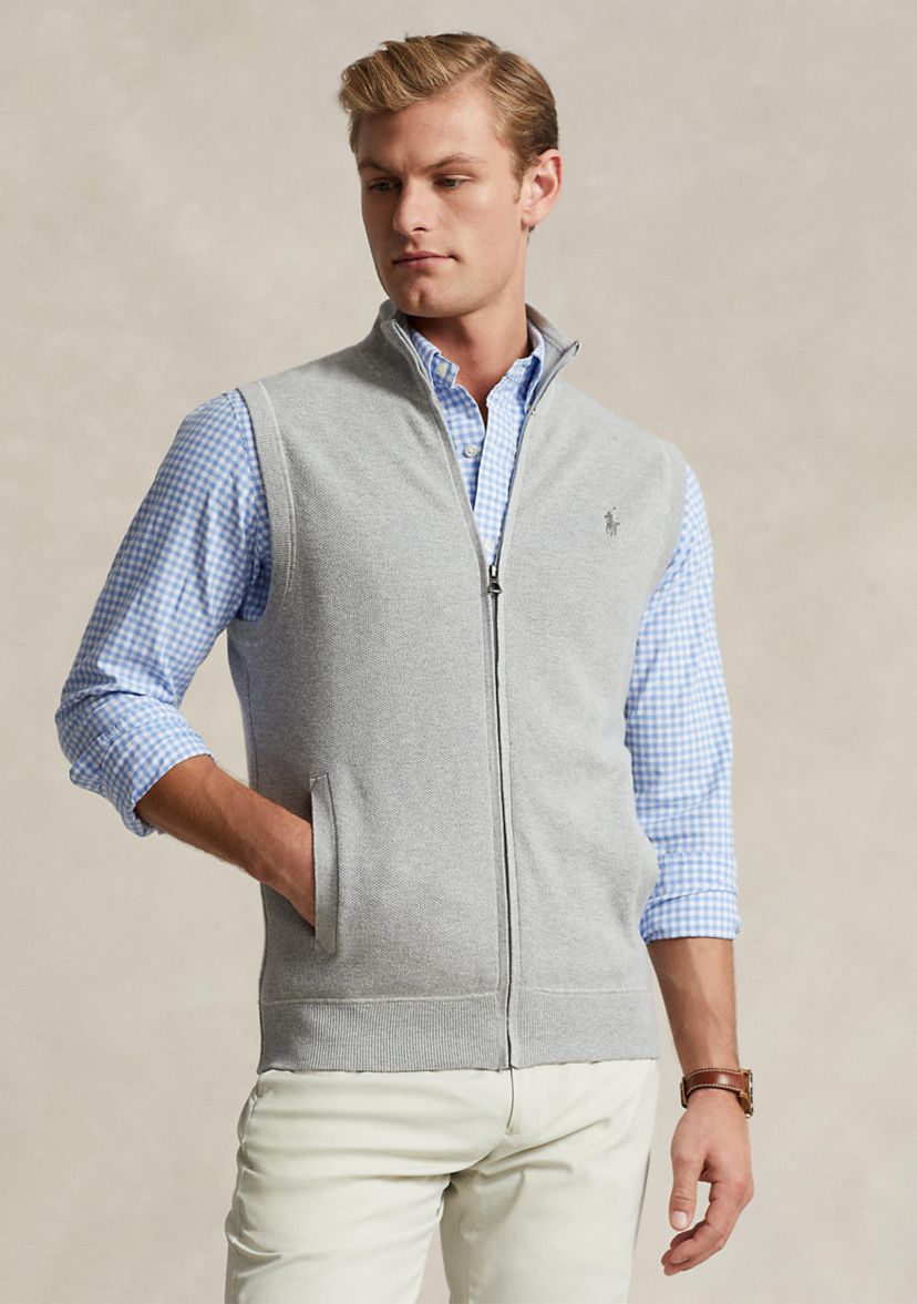 Polo Ralph Lauren Mesh-Knit Cotton Full-Zip Sweater Vest | Belk