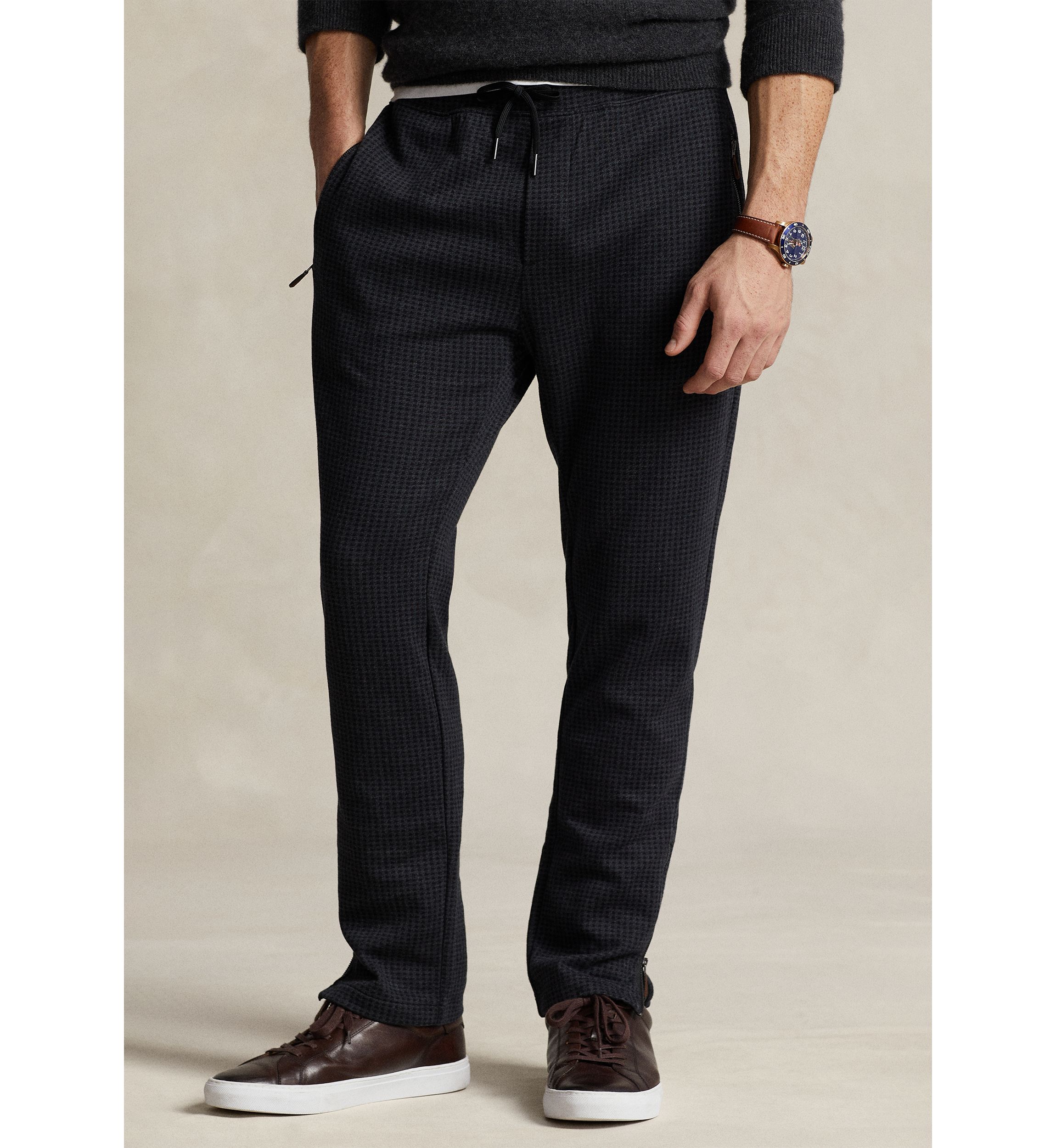 Herringbone Double-Knit Jersey Jogger Pants