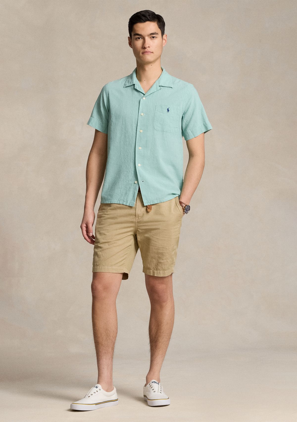 Classic Fit Linen Cotton Camp Shirt