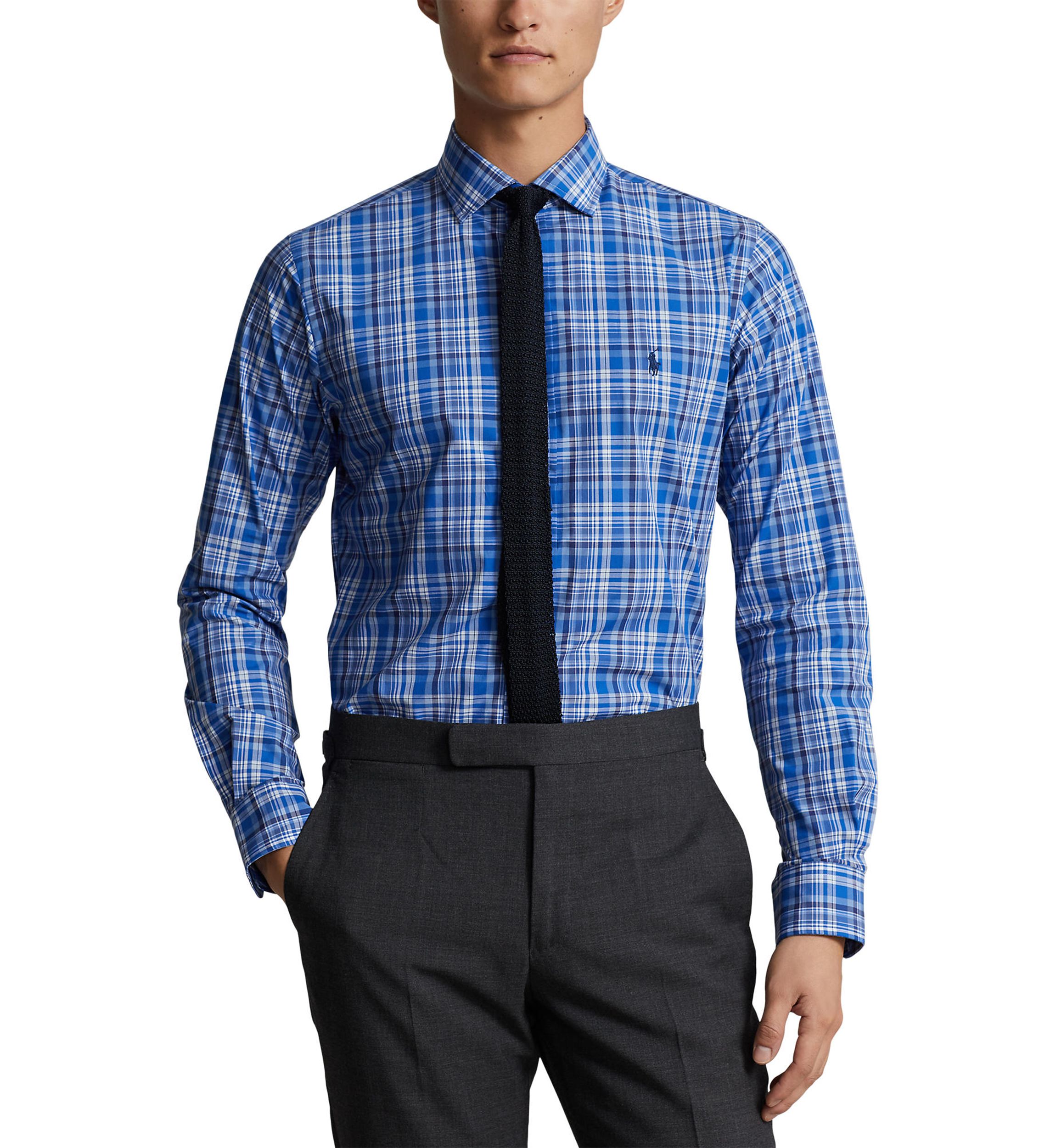 Classic Fit Plaid Stretch Poplin Shirt