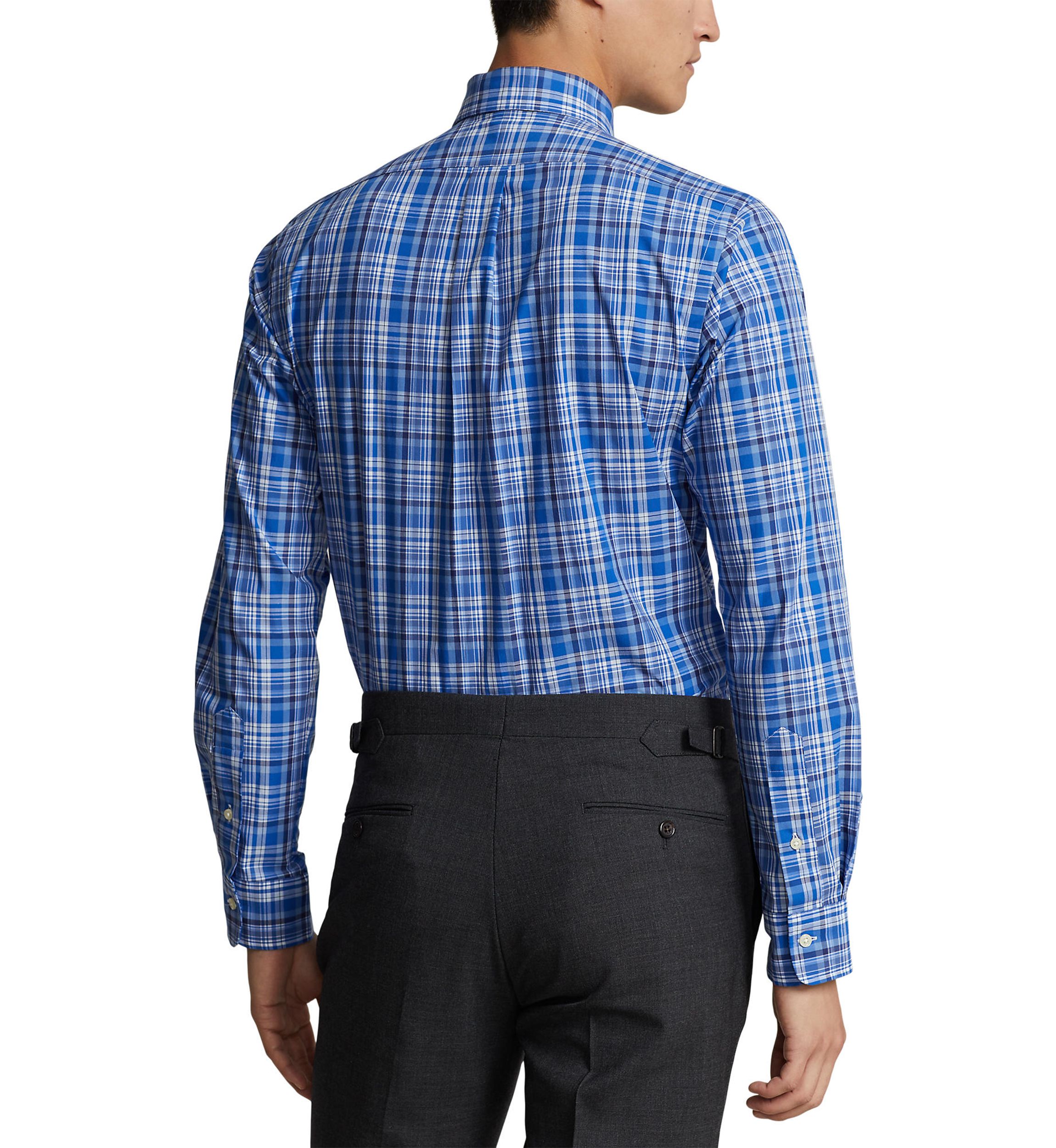 Classic Fit Plaid Stretch Poplin Shirt