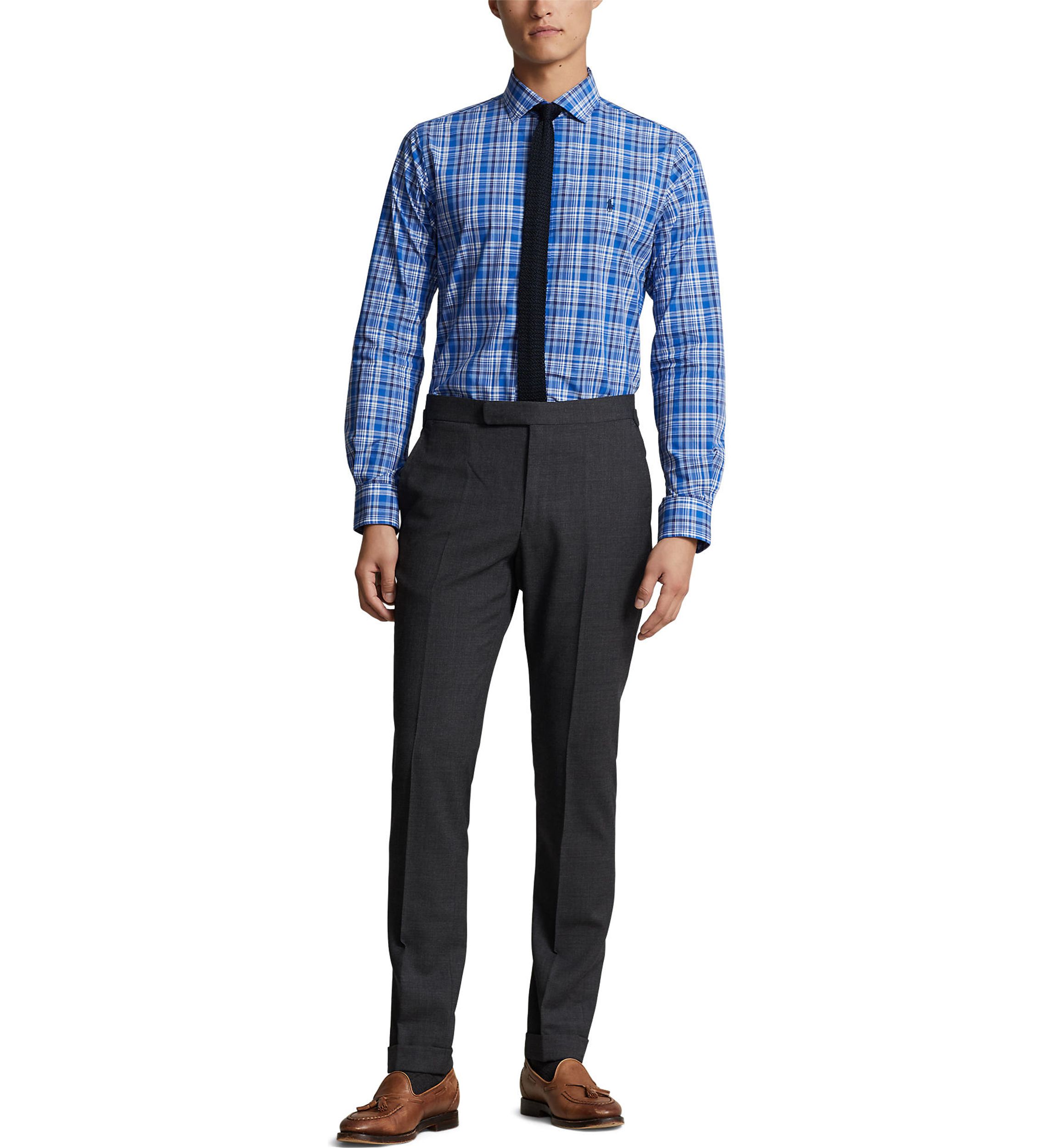 Classic Fit Plaid Stretch Poplin Shirt