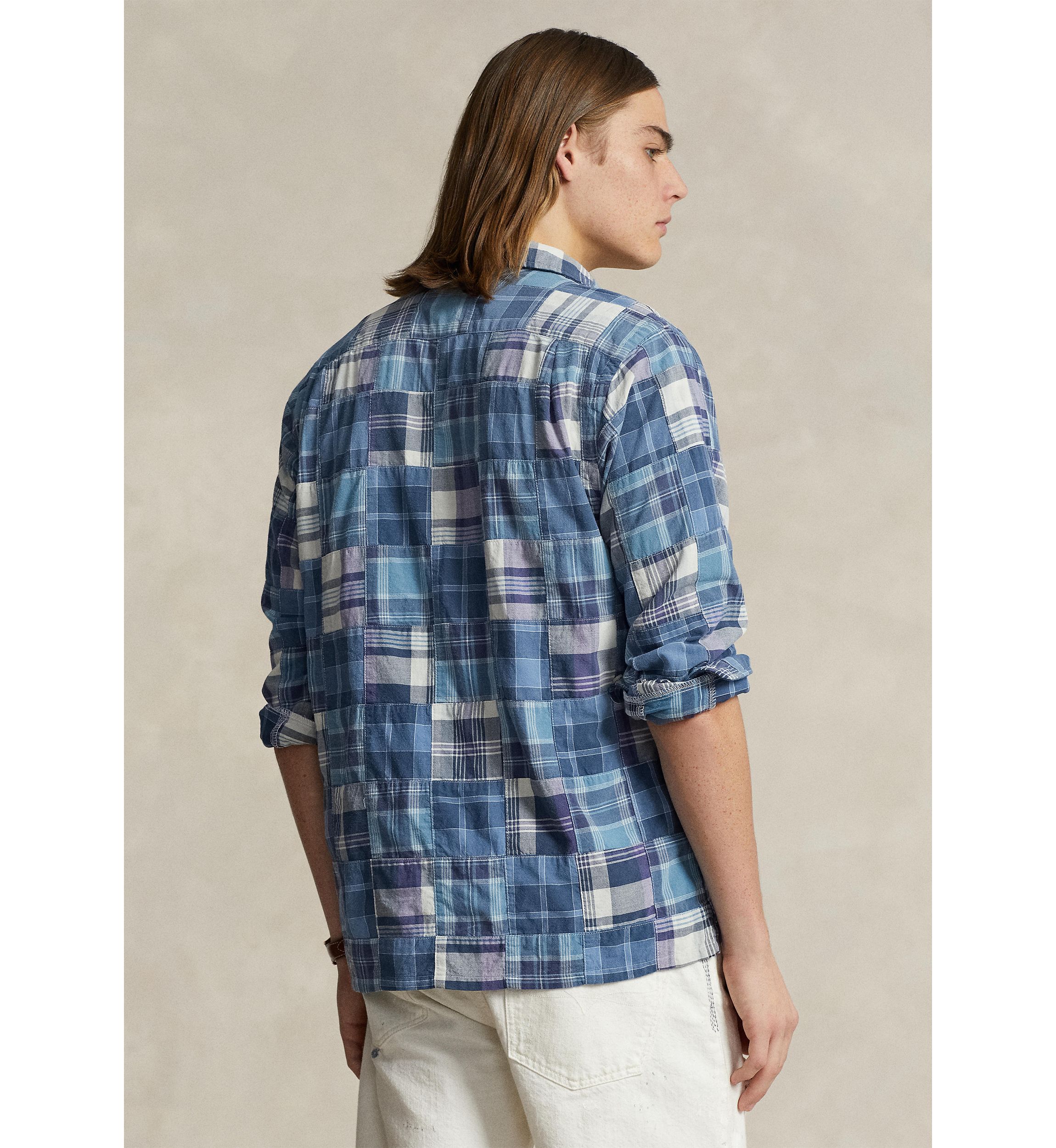 Classic Fit Patchwork Madras Camp Shirt