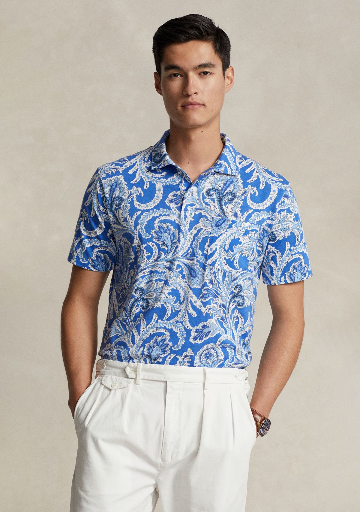 Standard Fit Paisley Jersey Polo Shirt