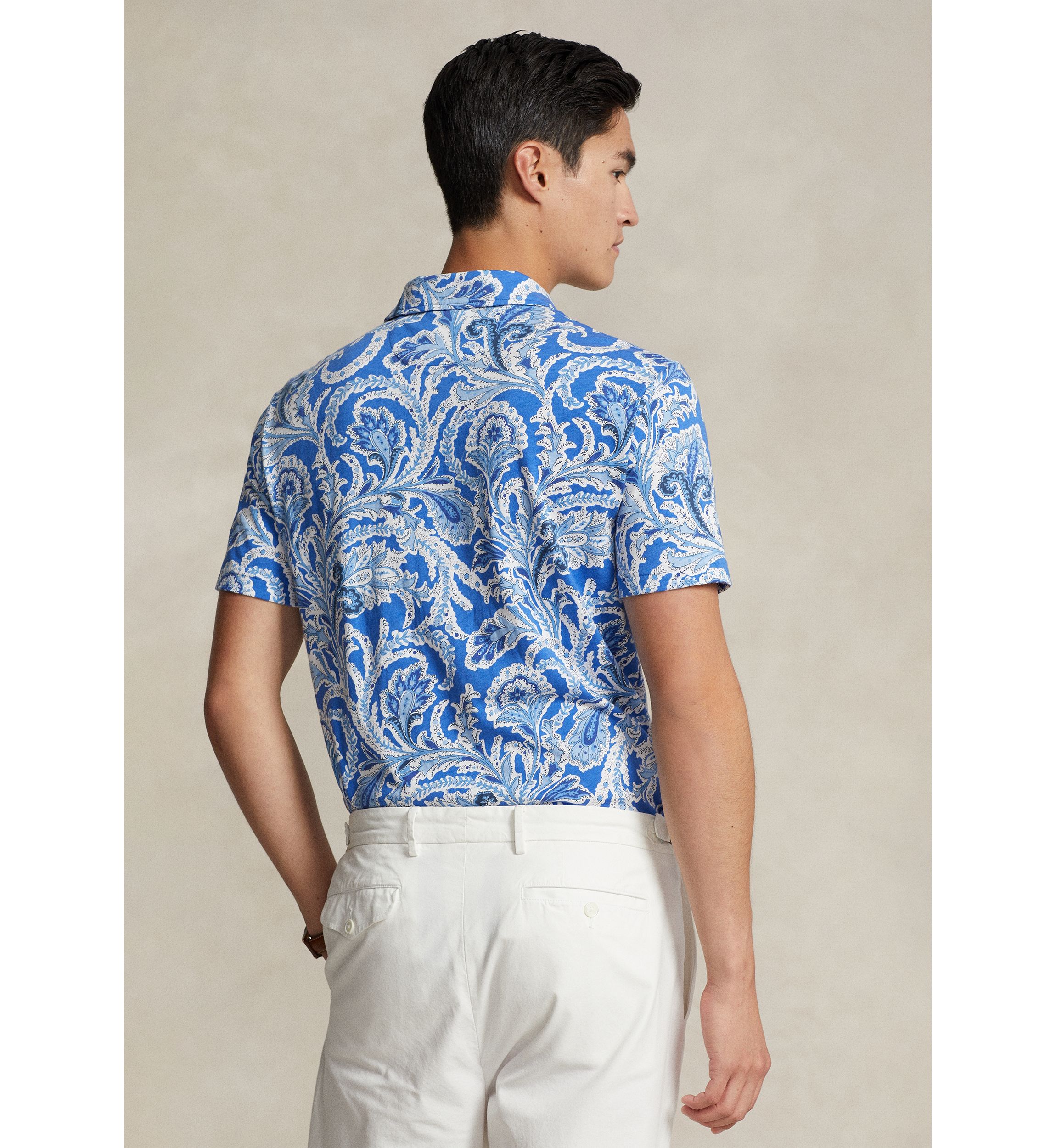 Standard Fit Paisley Jersey Polo Shirt
