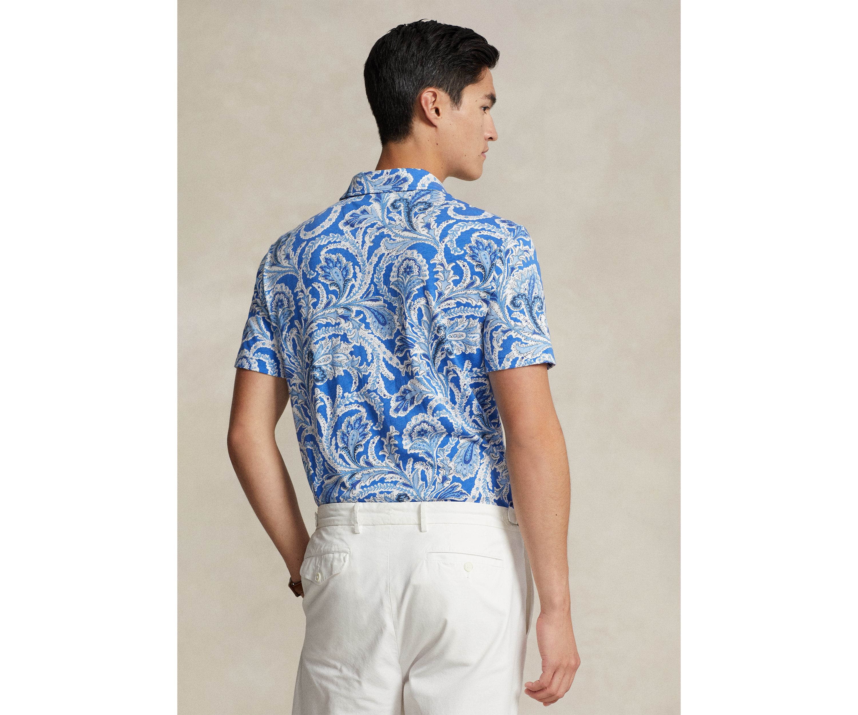 Standard Fit Paisley Jersey Polo Shirt