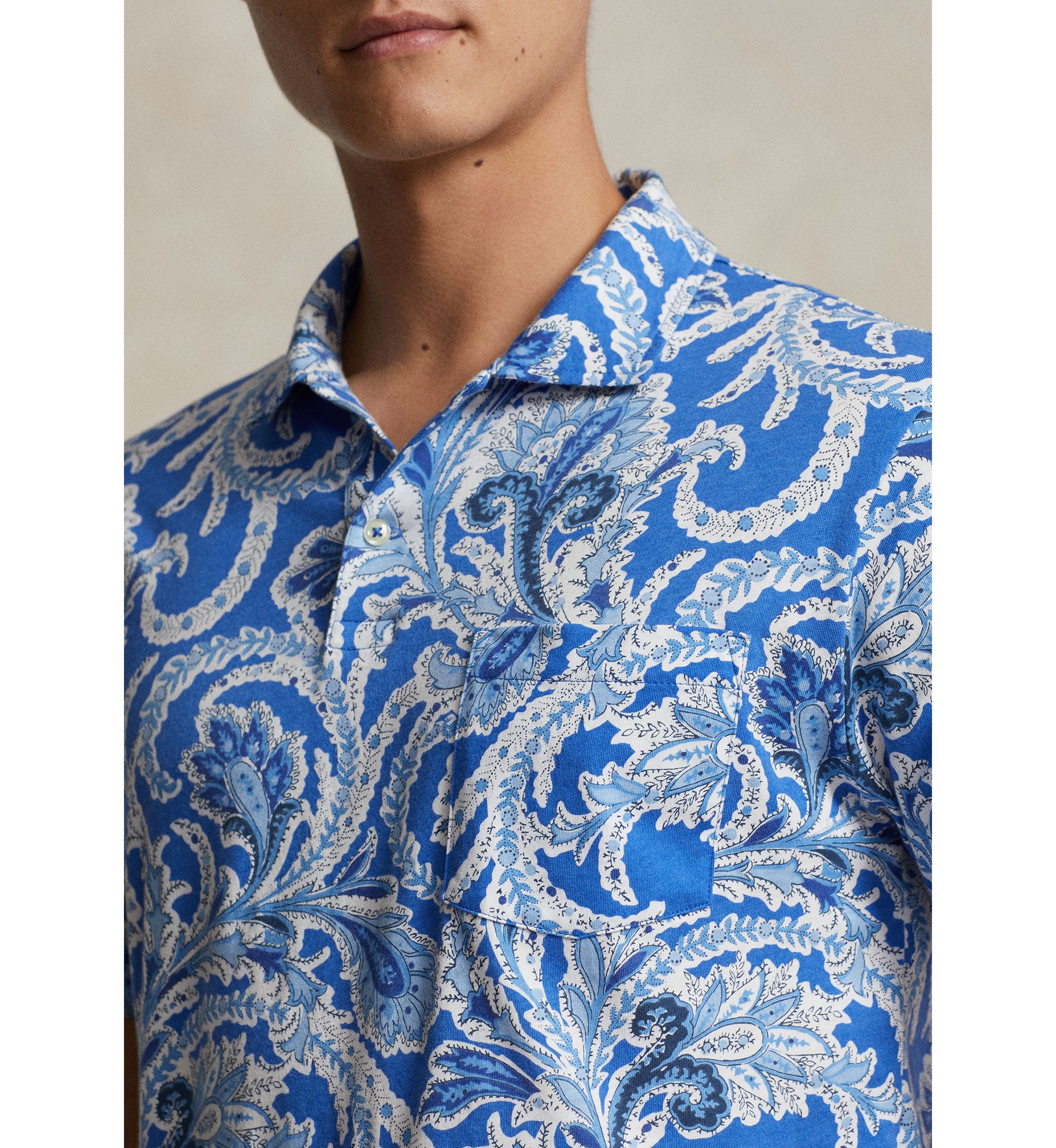 Standard Fit Paisley Jersey Polo Shirt