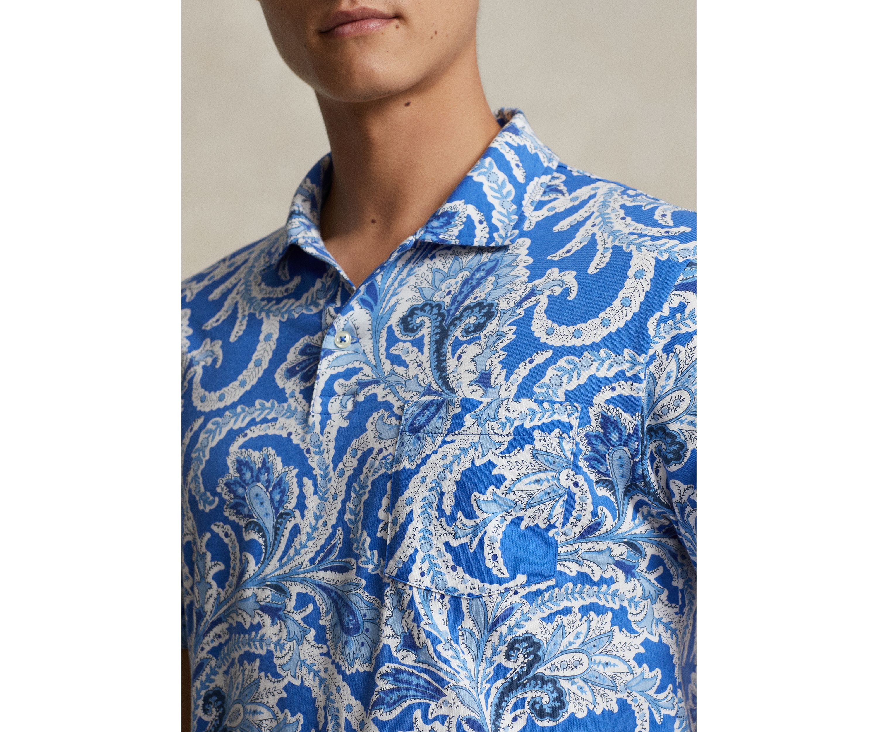 Standard Fit Paisley Jersey Polo Shirt