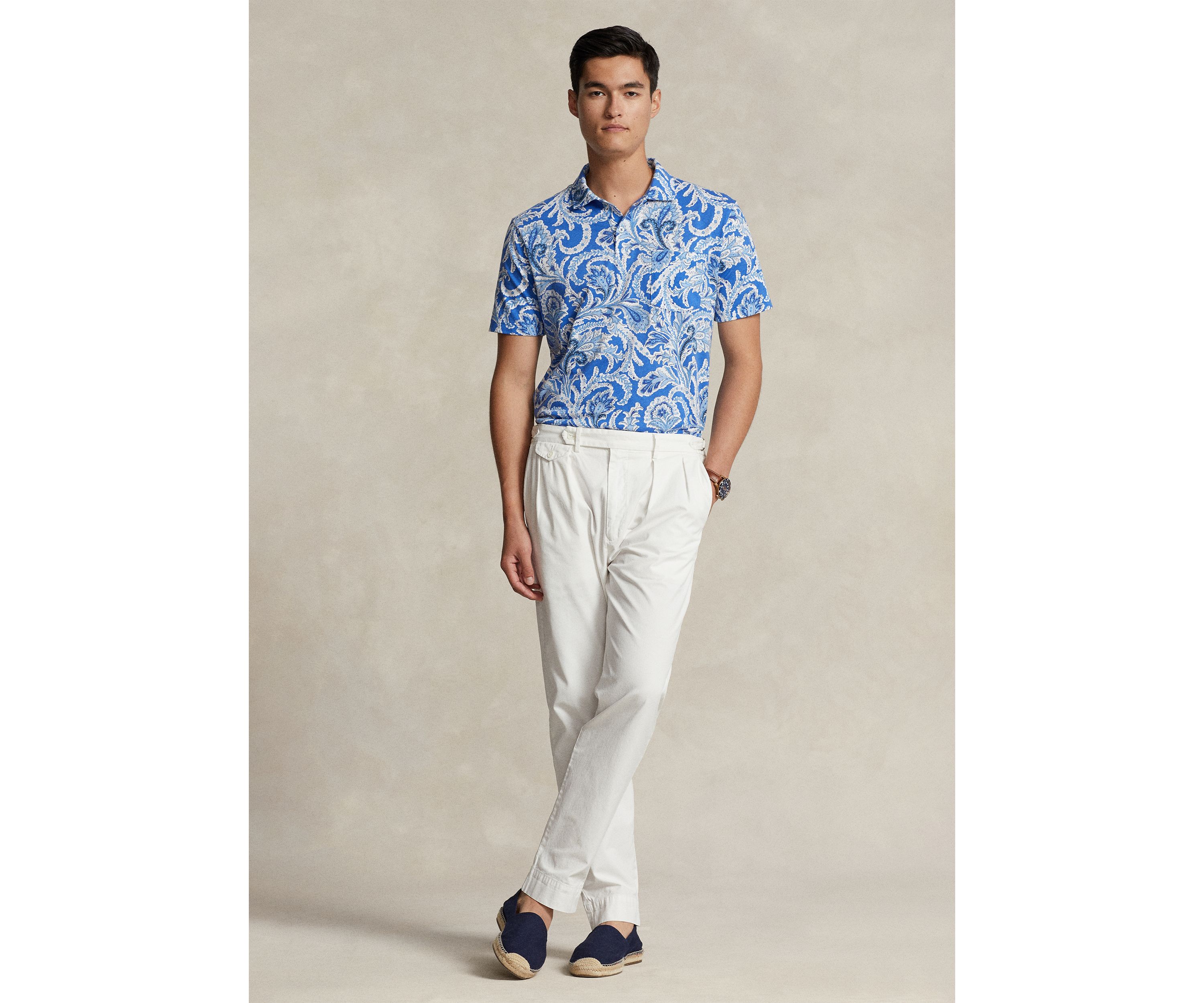 Standard Fit Paisley Jersey Polo Shirt