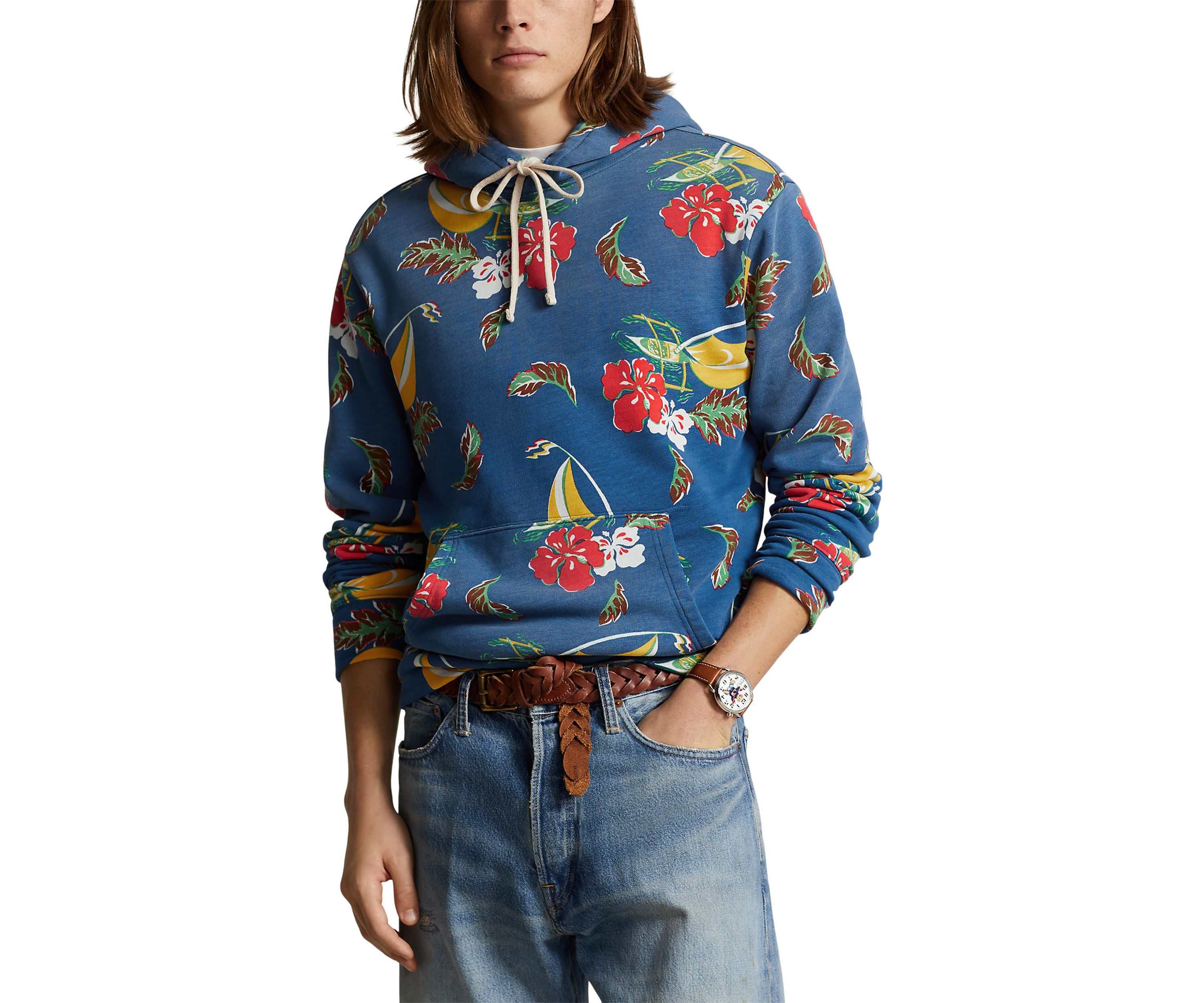 Sailboat-Floral Fleece Hoodie