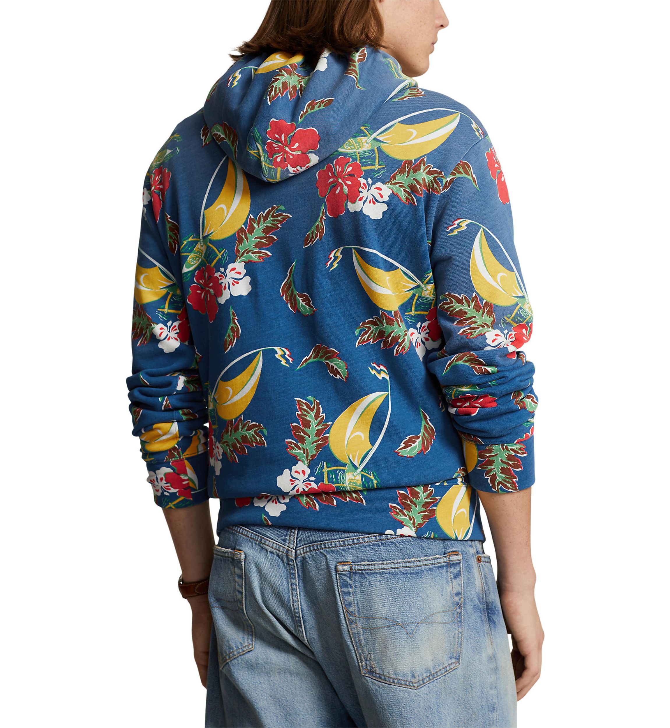 Sailboat-Floral Fleece Hoodie