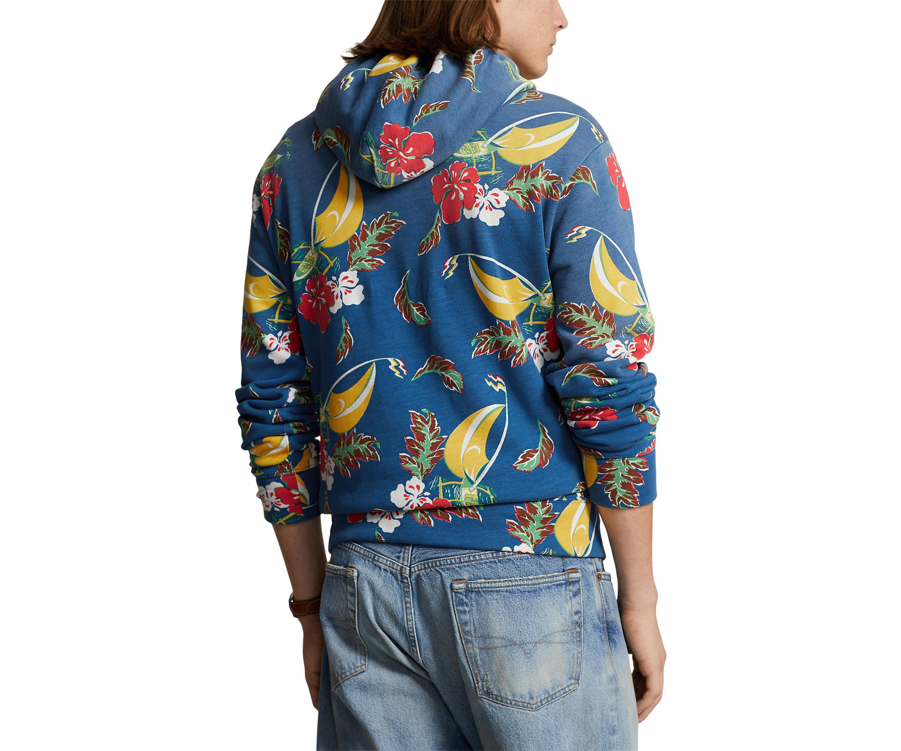 Sailboat-Floral Fleece Hoodie