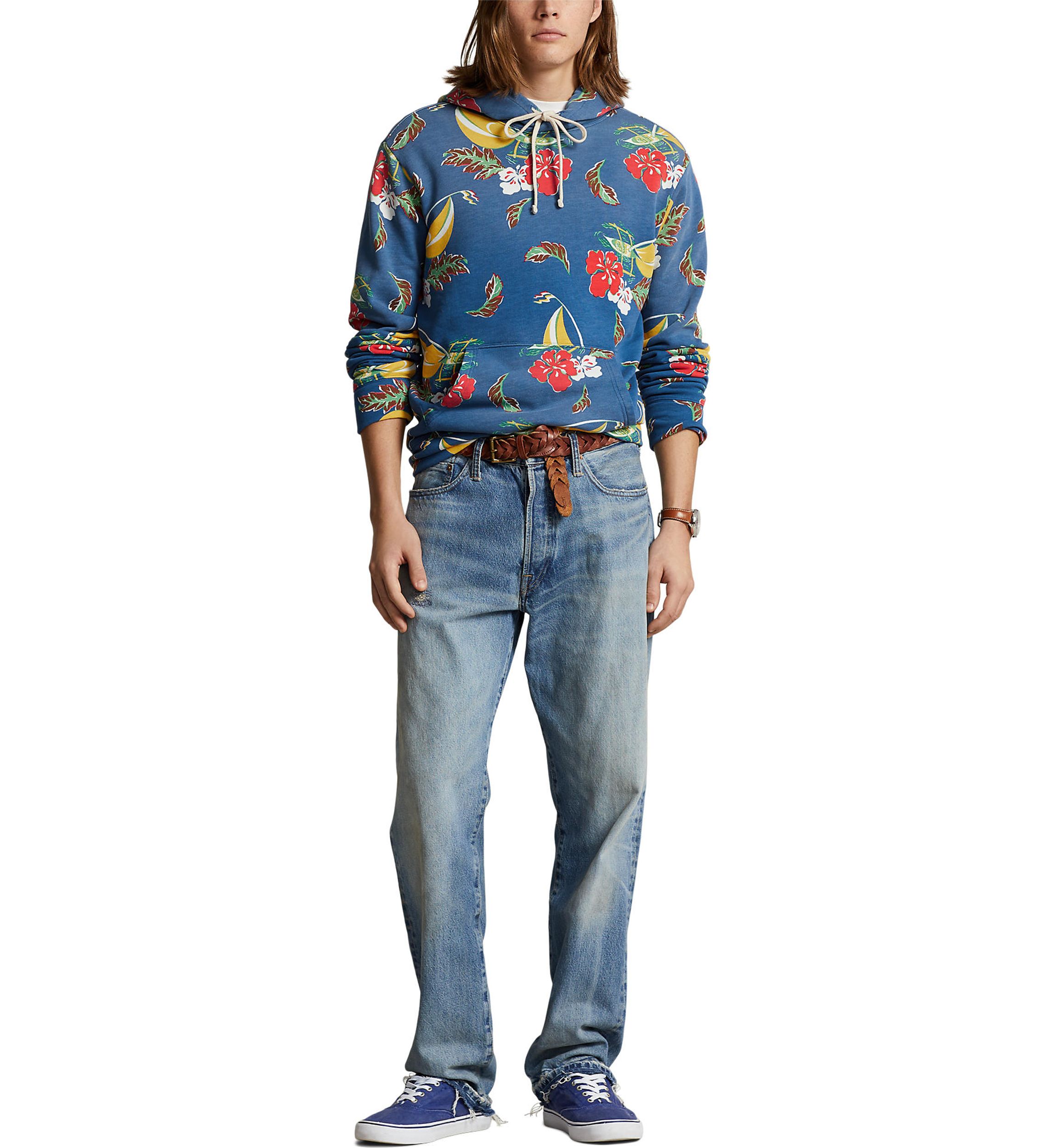 Sailboat-Floral Fleece Hoodie