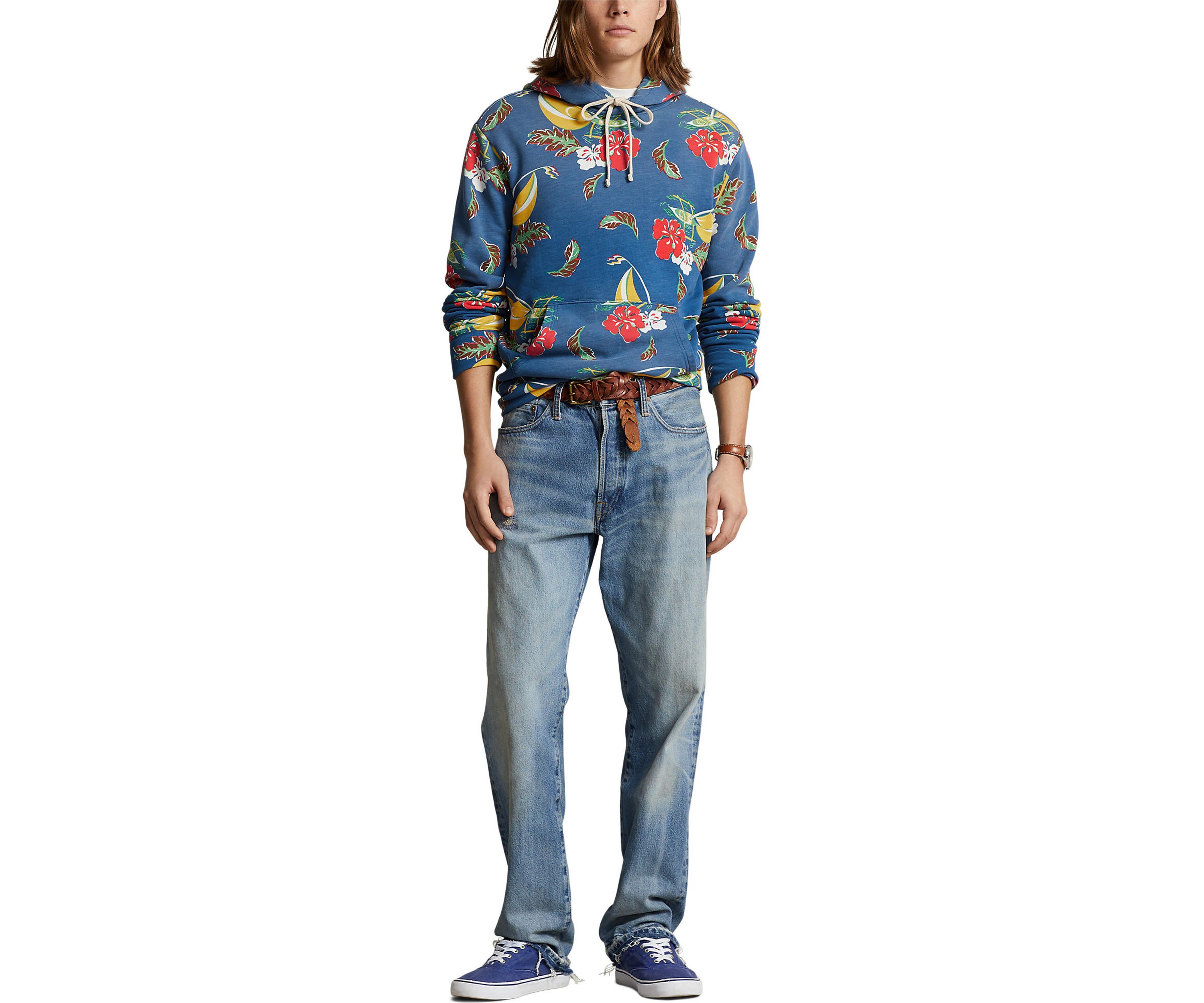 Sailboat-Floral Fleece Hoodie