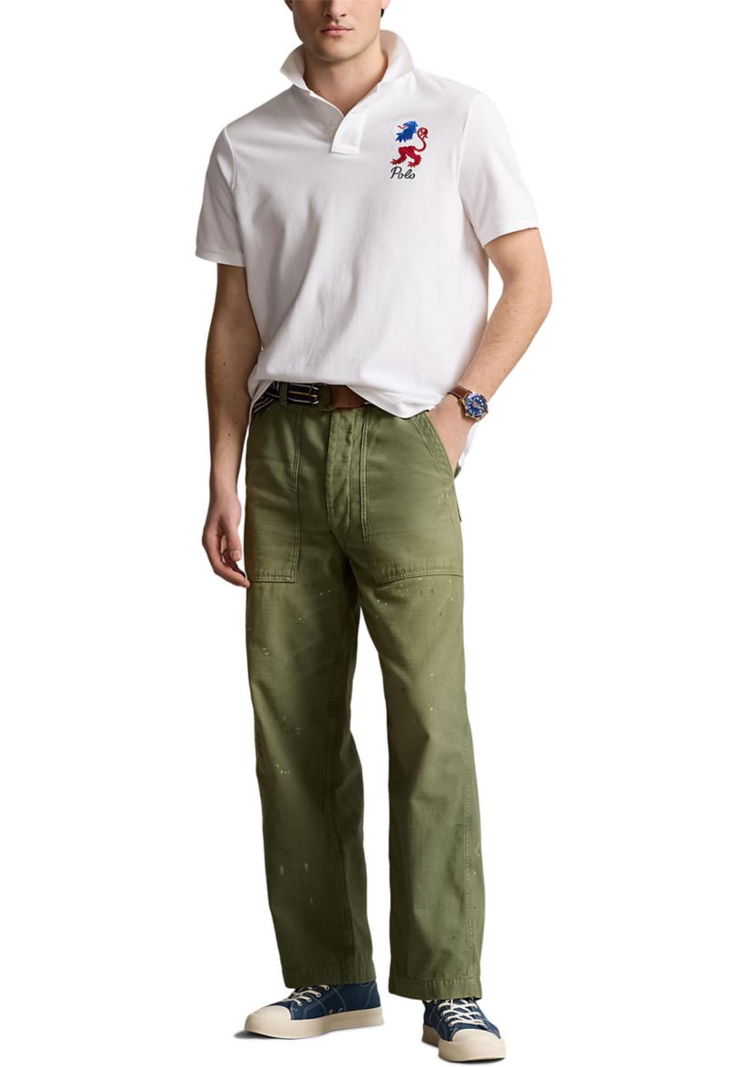 Classic Fit Embroidered Mesh Polo Shirt