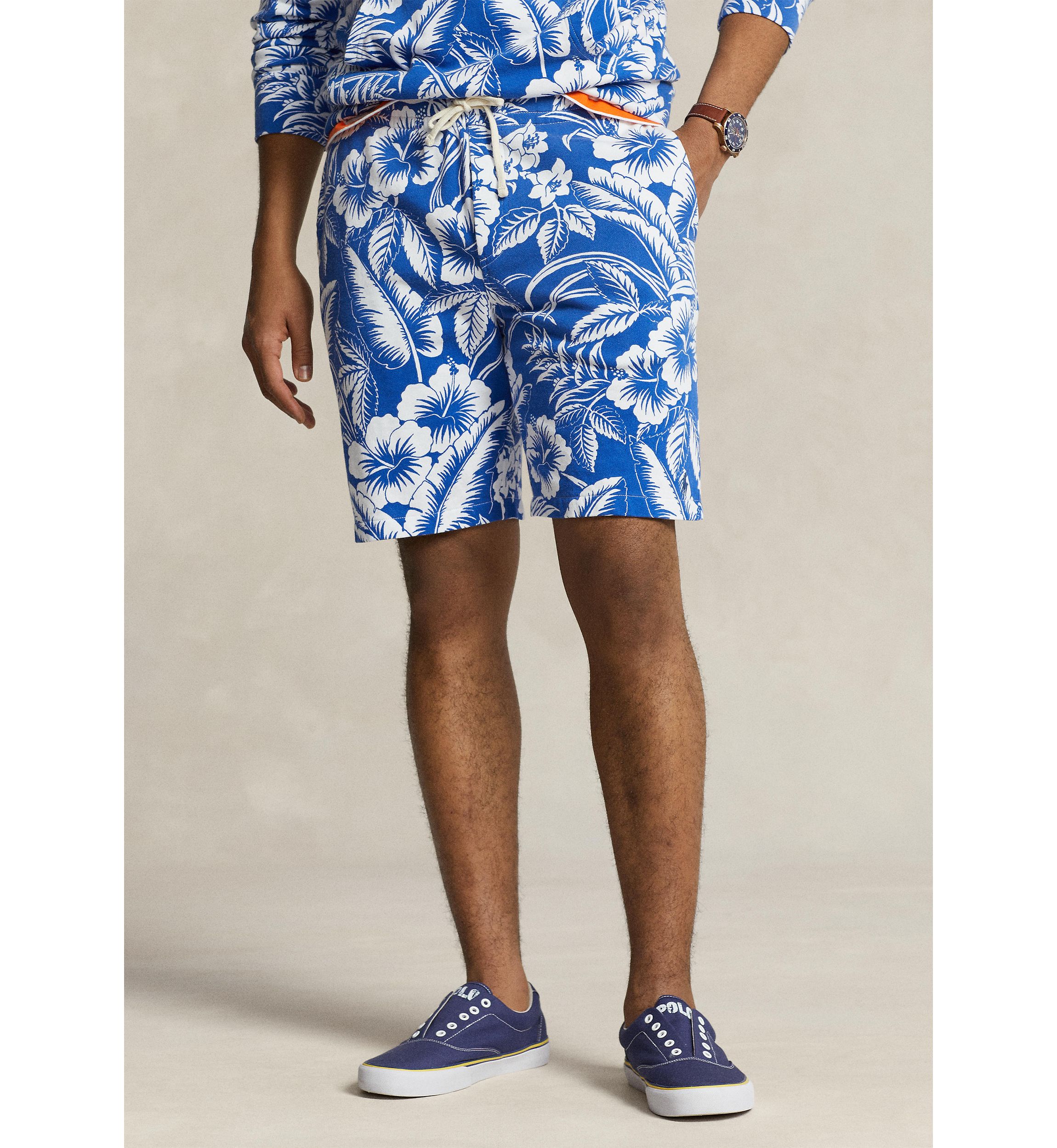 Monstera Print Spa Terry Shorts