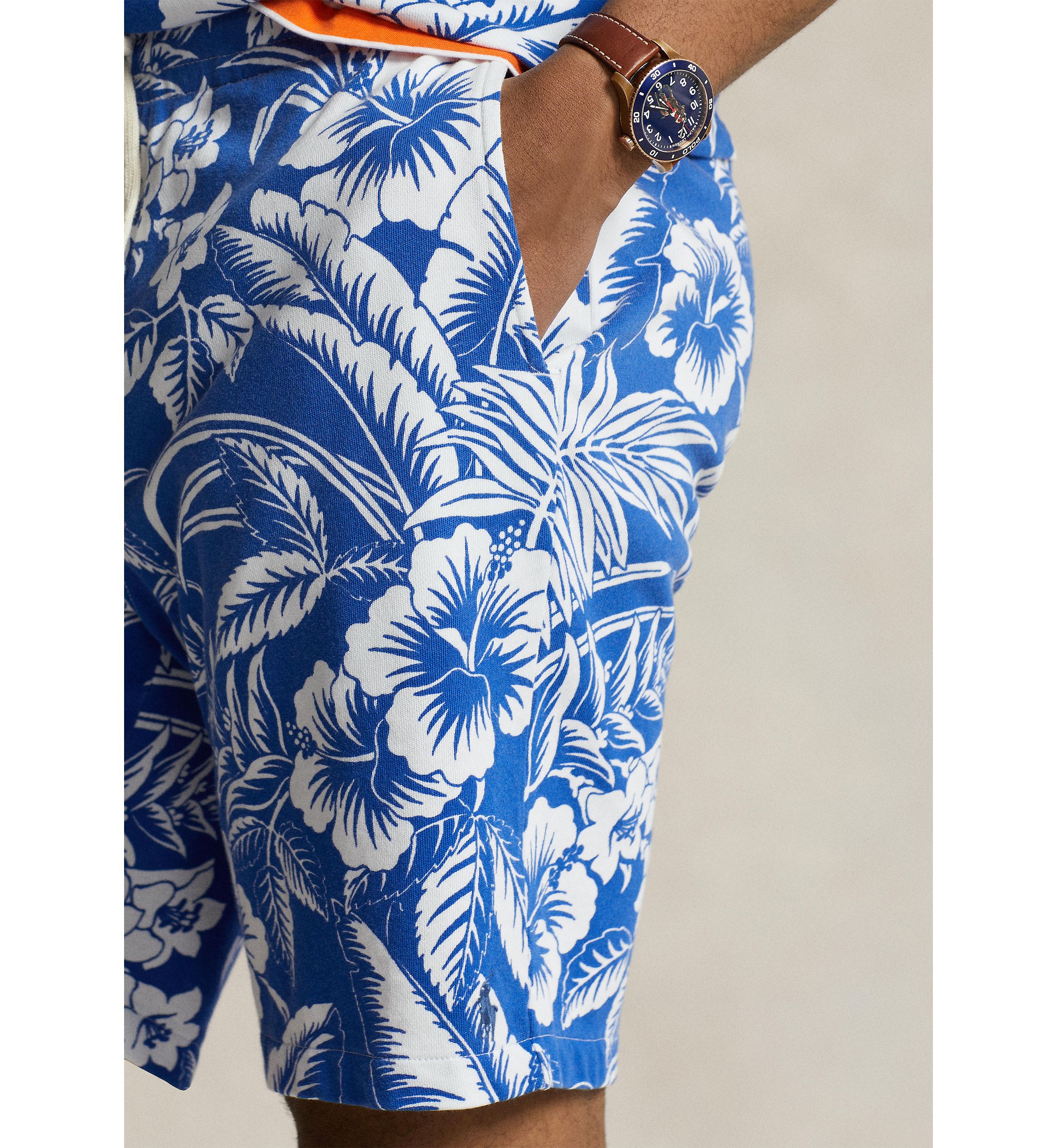 Monstera Print Spa Terry Shorts