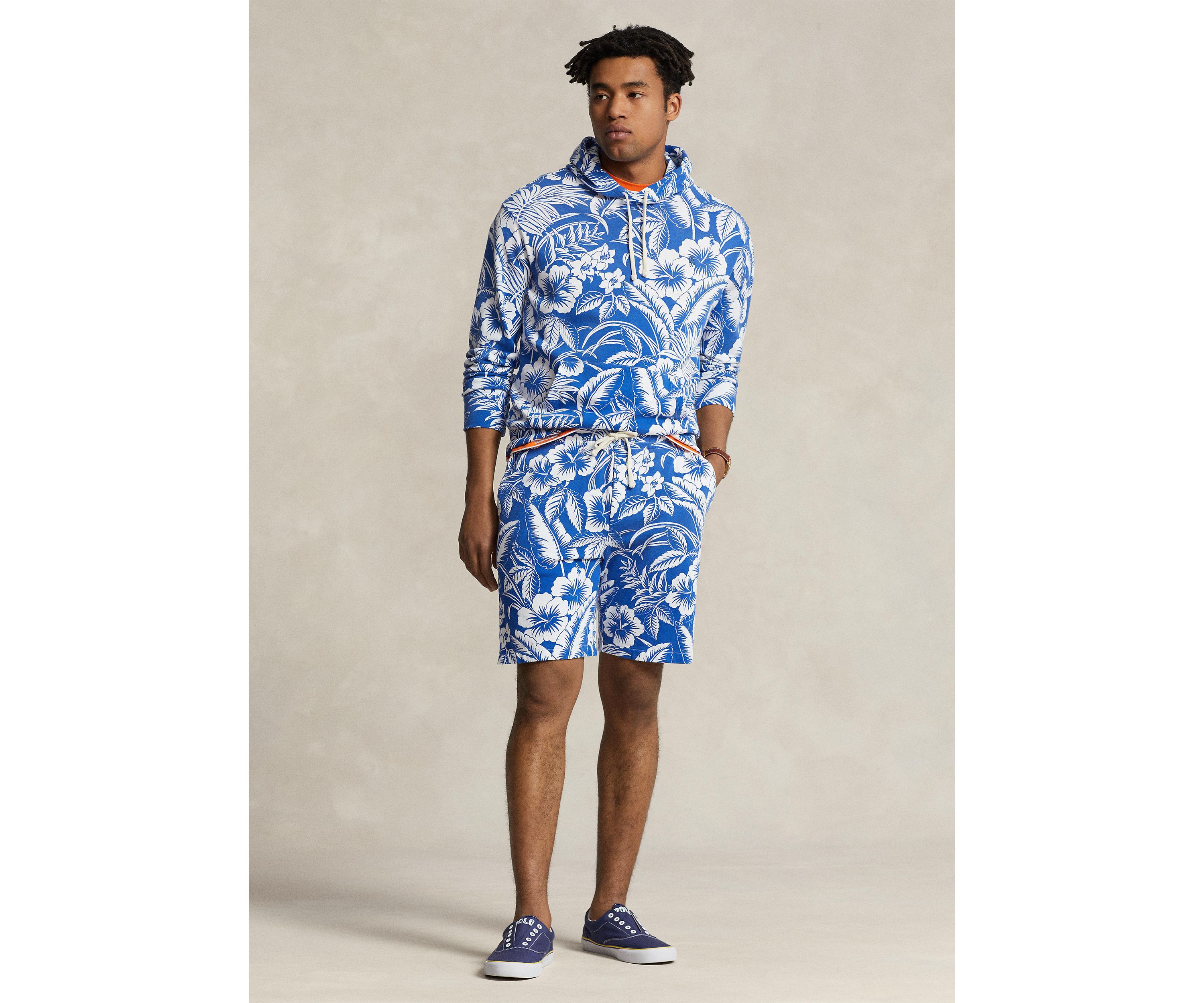 Monstera Print Spa Terry Shorts