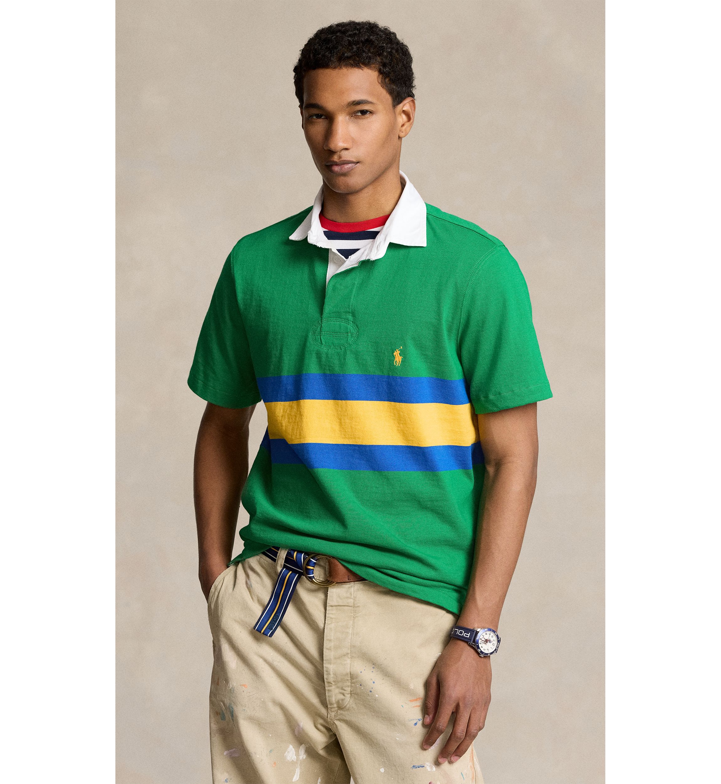 Classic Fit Striped Jersey Rugby Shirt