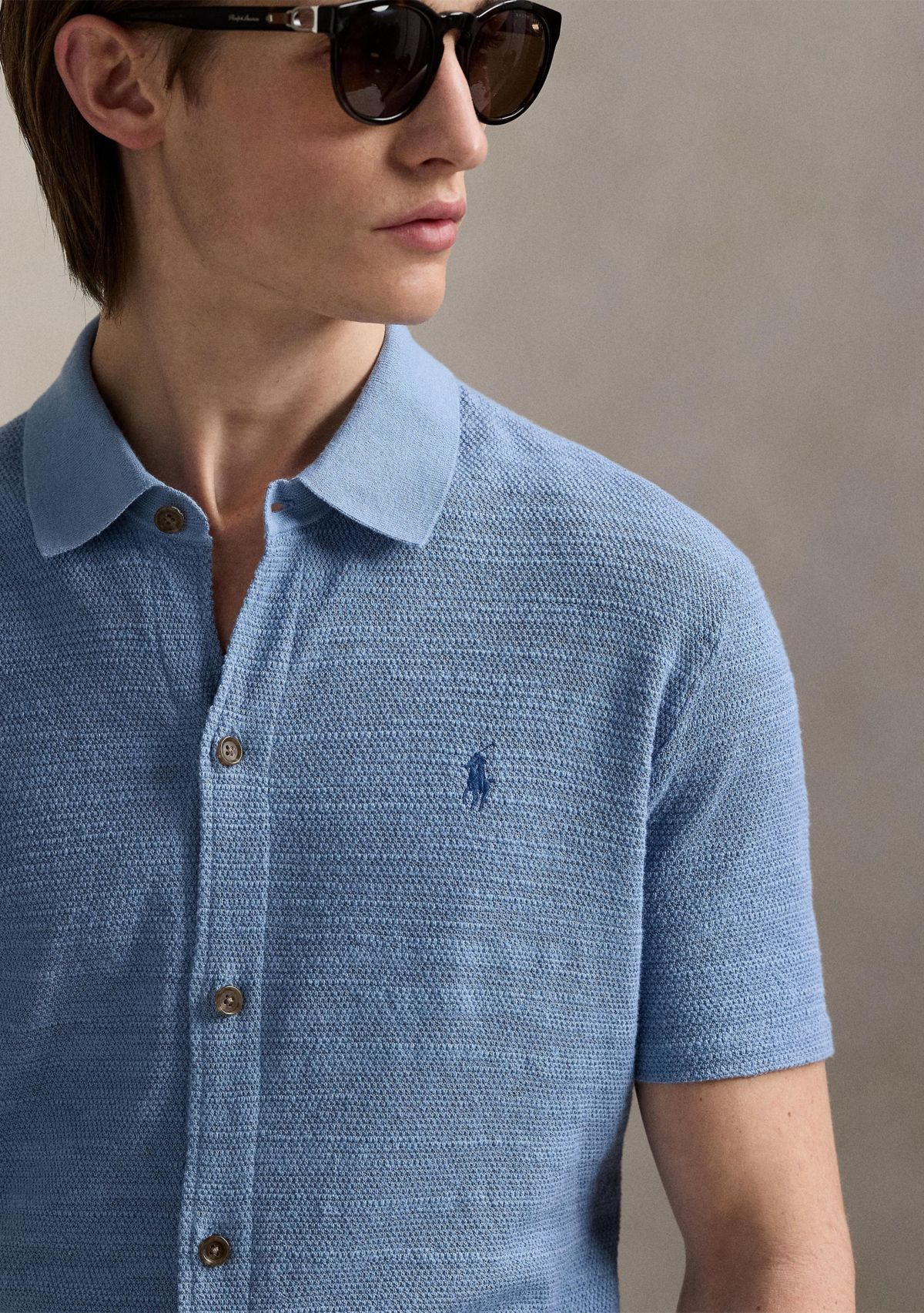 Textured Cotton-Linen Shirt Sweater